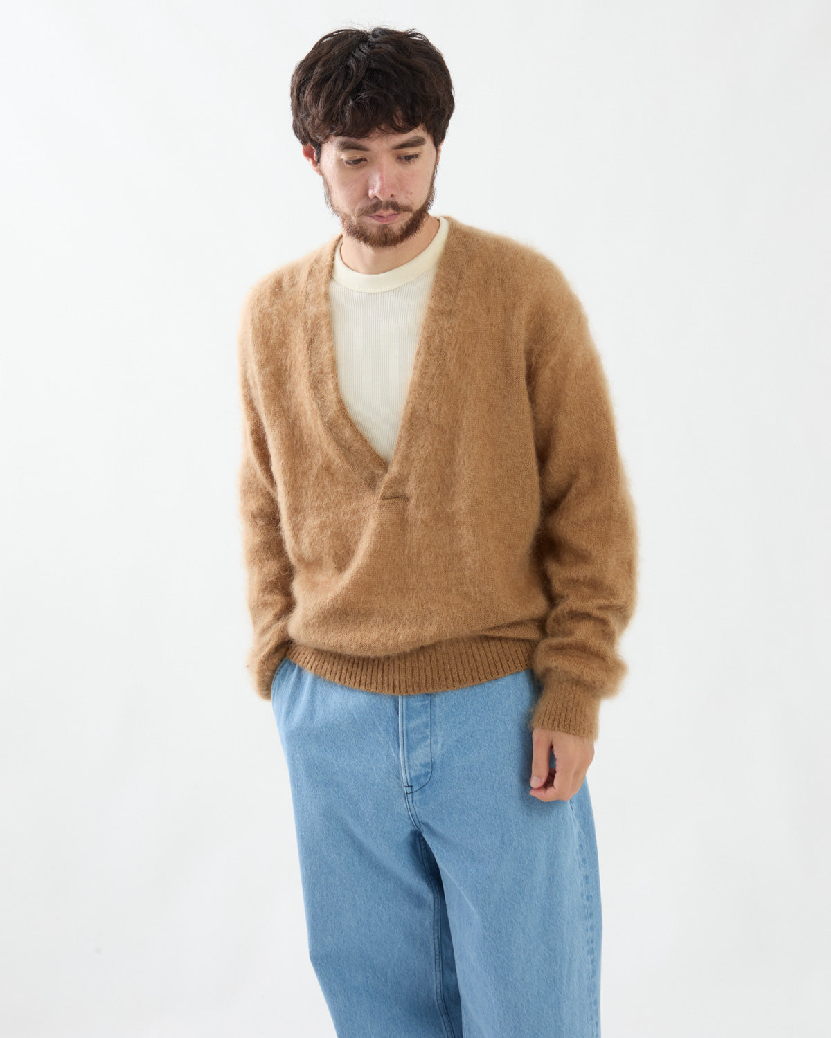 SILK KID MOHAIR V-NECK P/O
