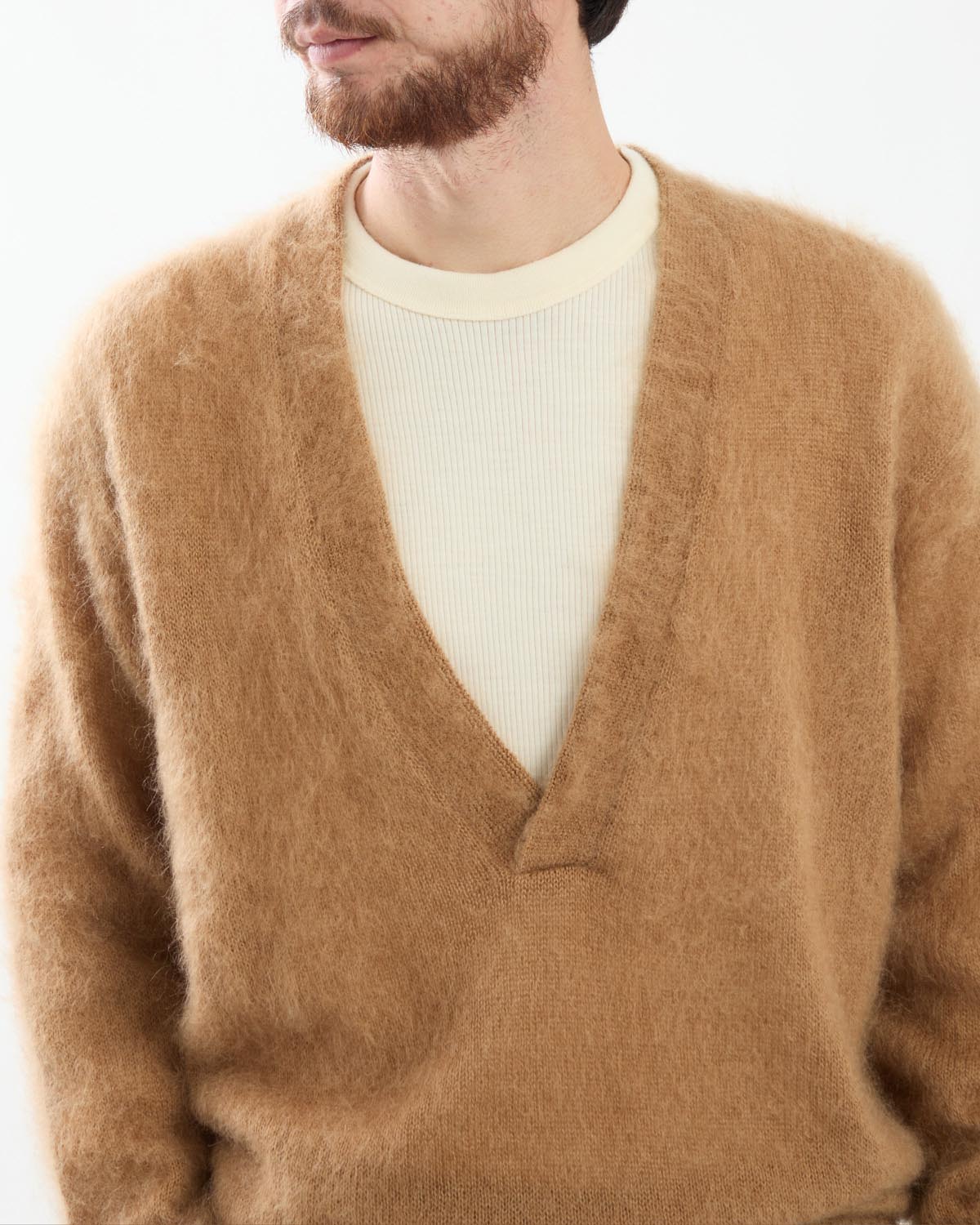 SILK KID MOHAIR V-NECK P/O