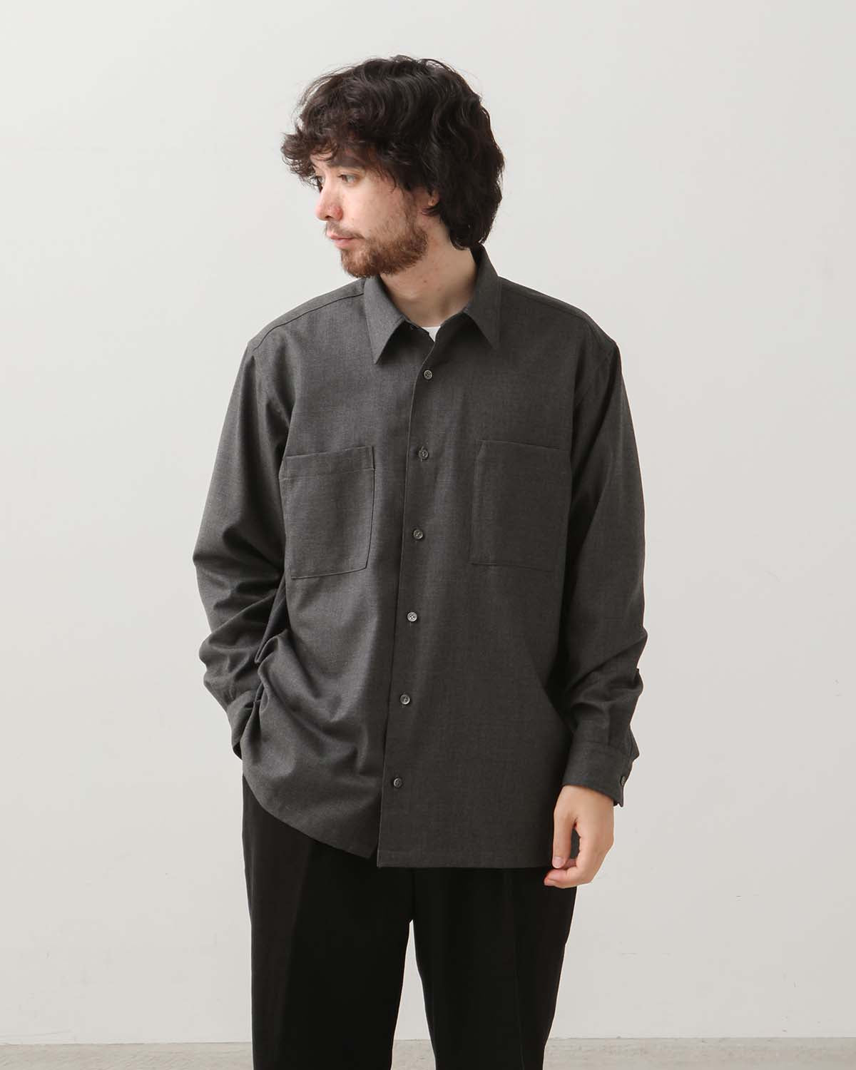 W POCKET WOOL SHIRT