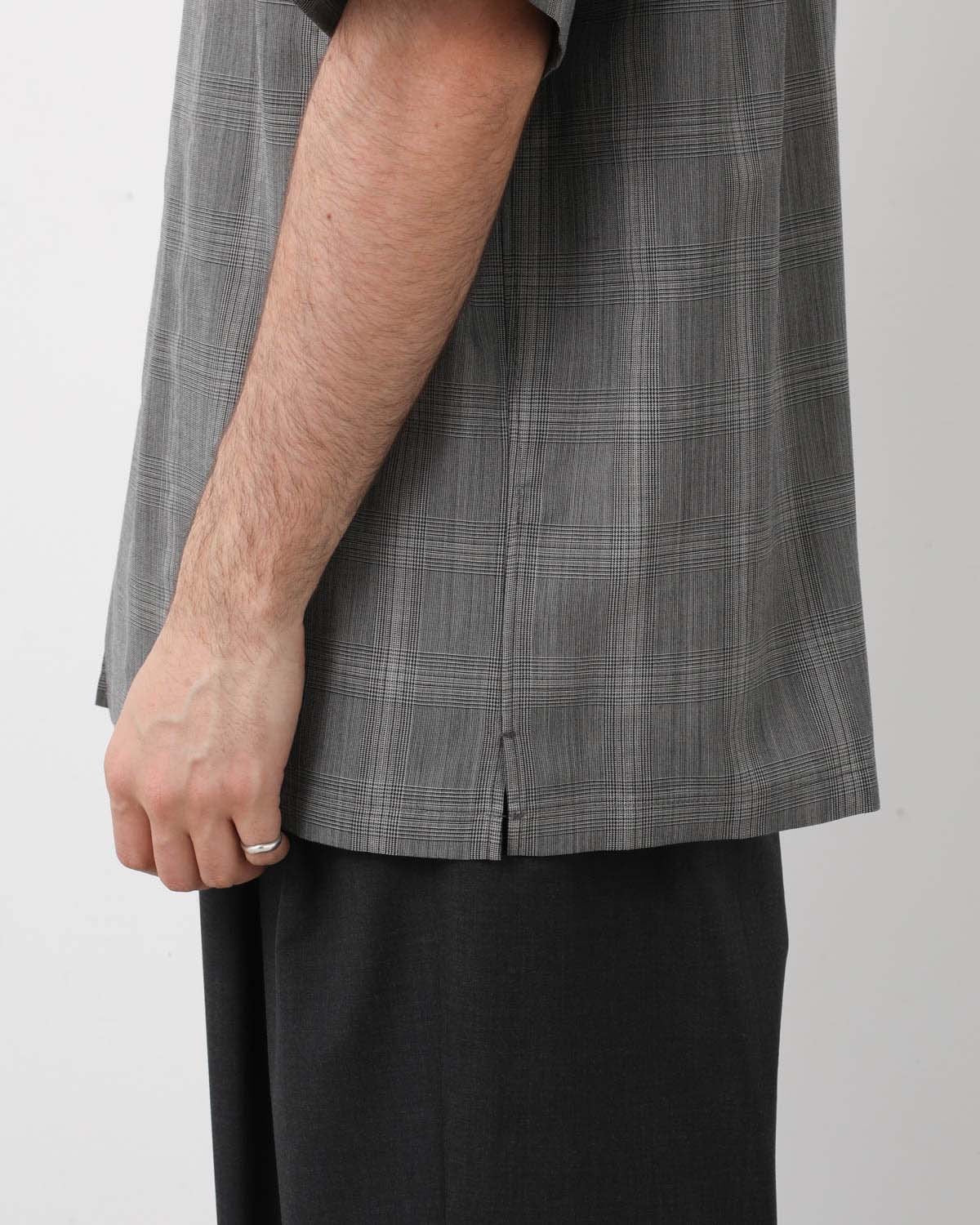 WOOL CHECK OPEN COLLAR S/S SHIRT
