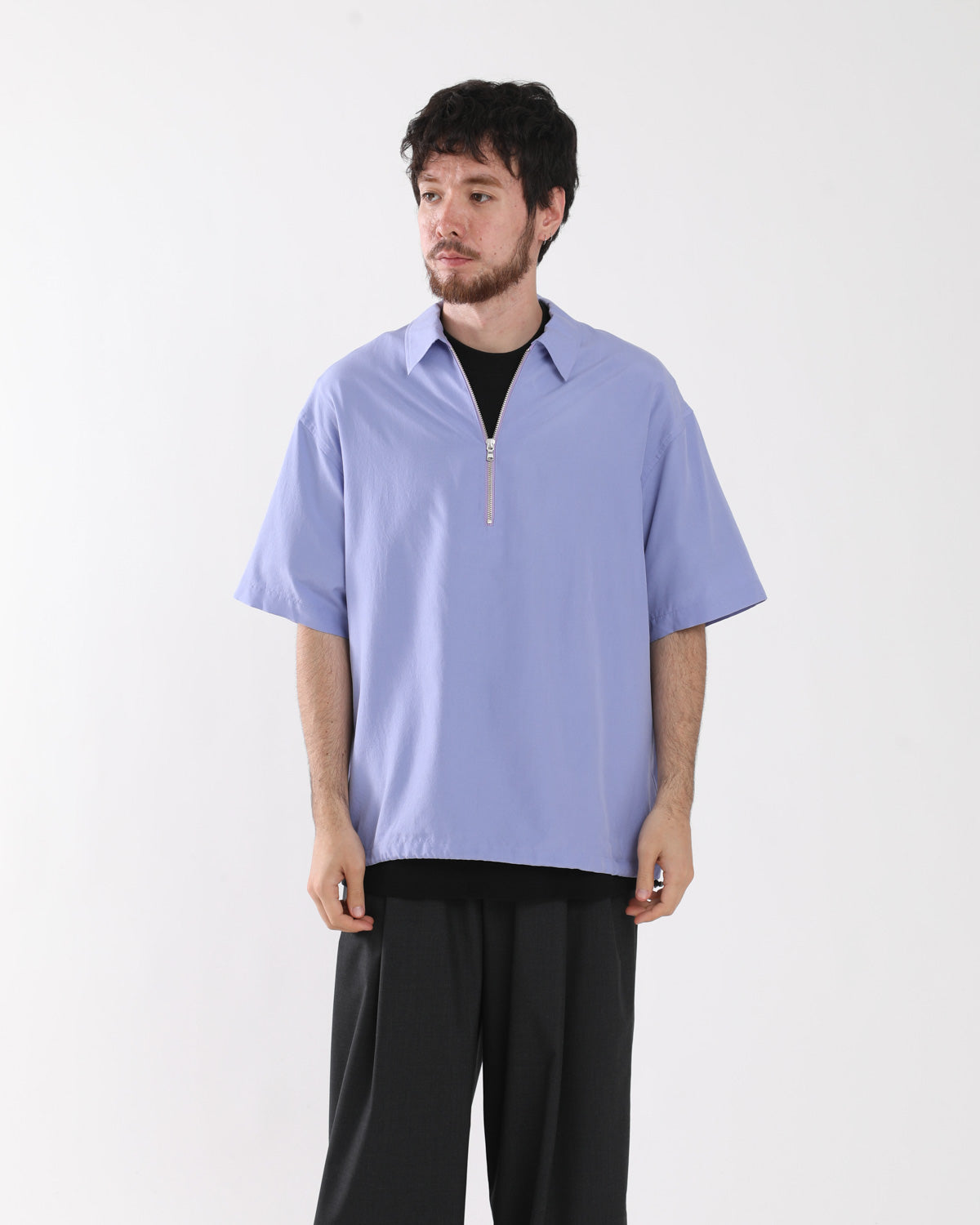 SILK NIDOM HALF ZIP S/S SHIRT