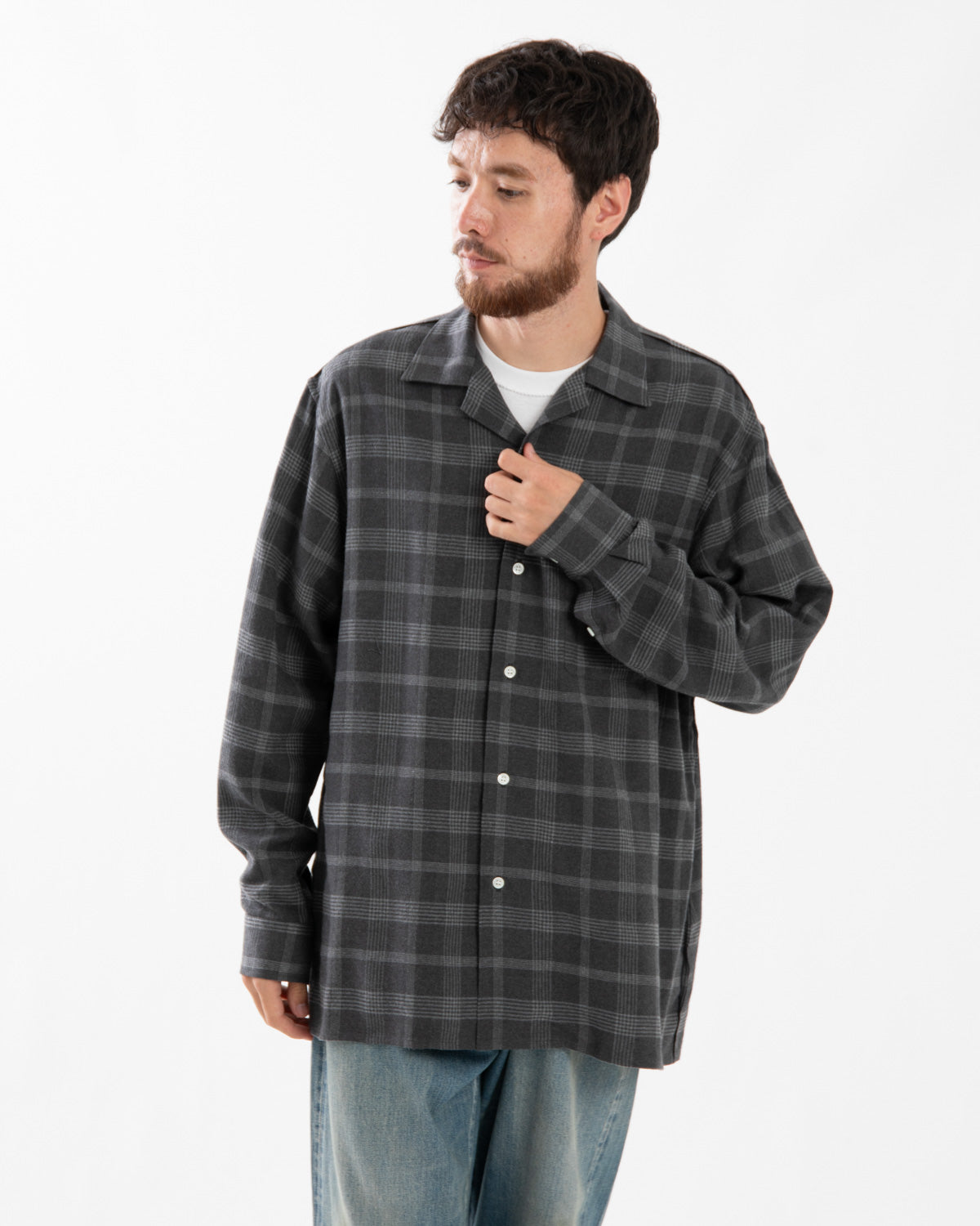 FLANNEL OPEN COLLAR SHIRT