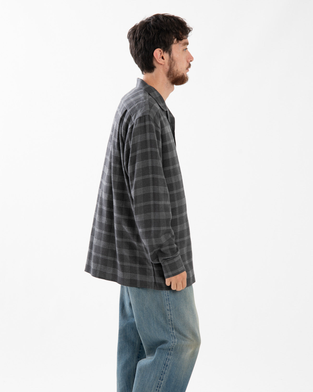 FLANNEL OPEN COLLAR SHIRT