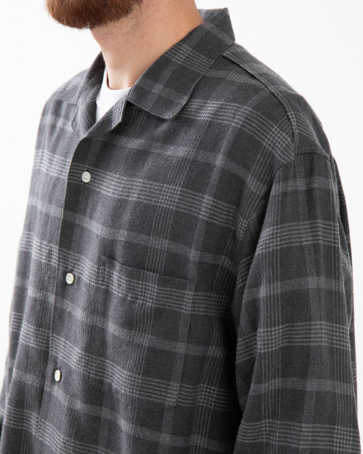 FLANNEL OPEN COLLAR SHIRT