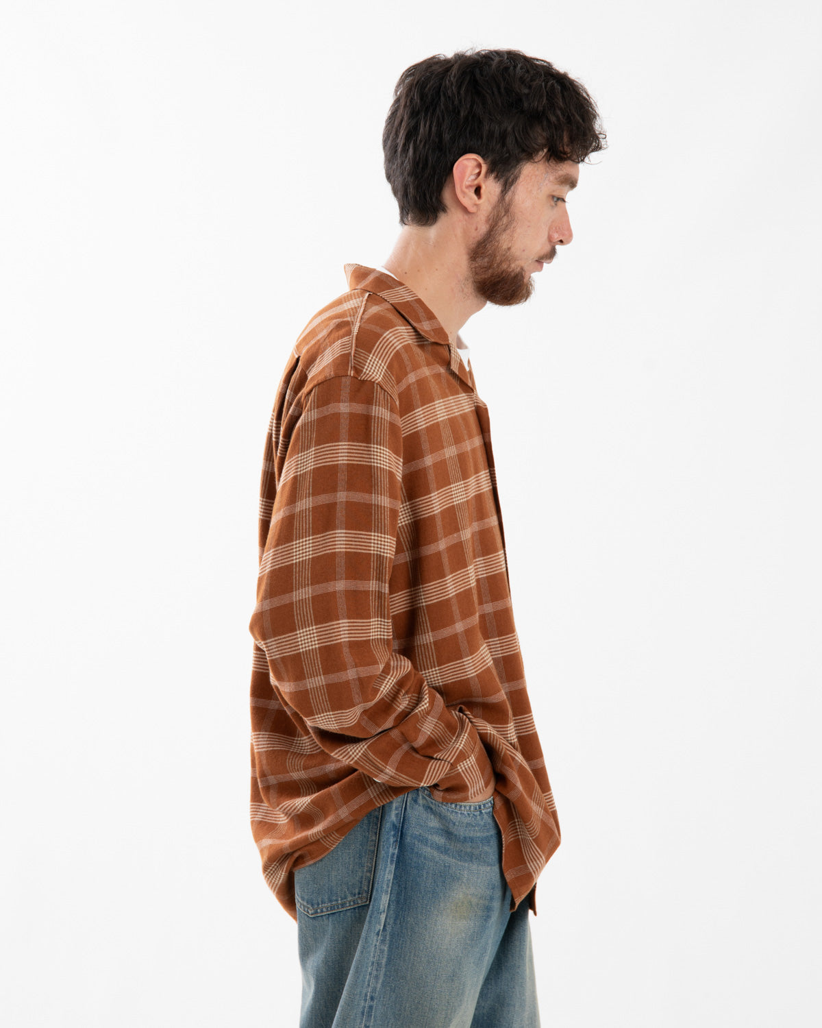FLANNEL OPEN COLLAR SHIRT