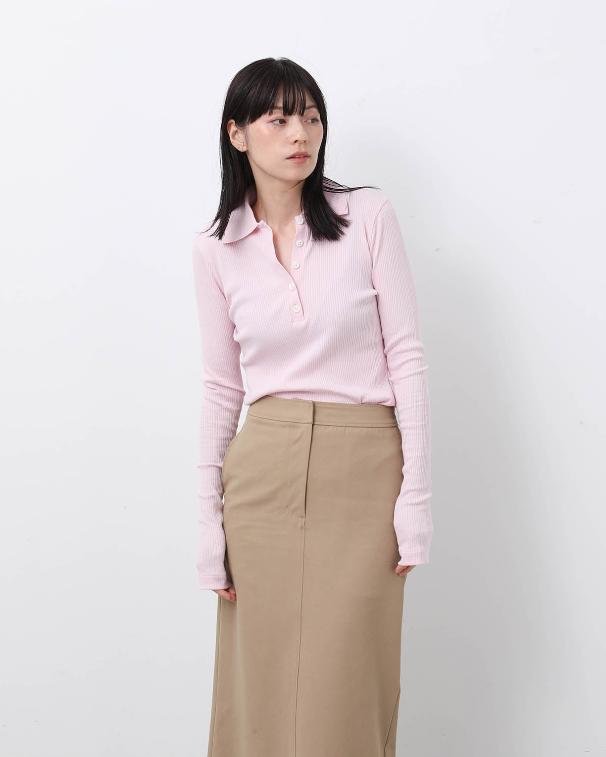 RIB TIGHT POLO T-SHIRT