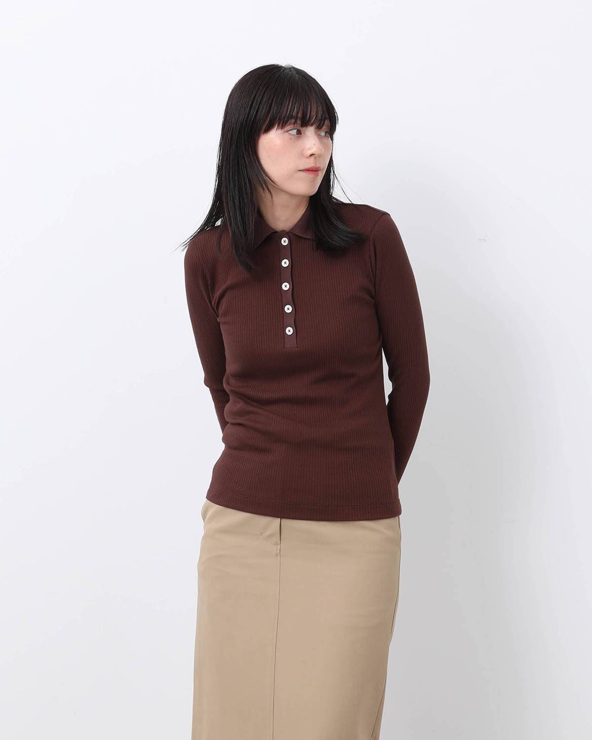 RIB TIGHT POLO T-SHIRT