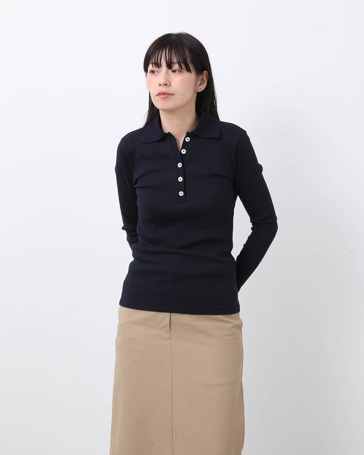 RIB TIGHT POLO T-SHIRT