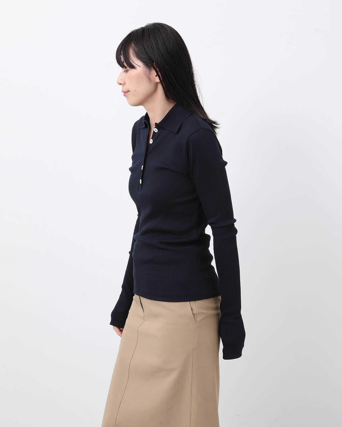 RIB TIGHT POLO T-SHIRT