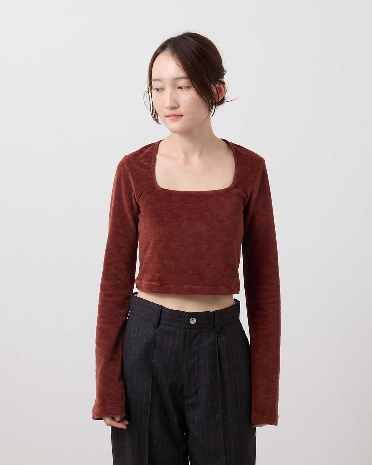 VELOR SQUARE NECK LONG SLEEVE