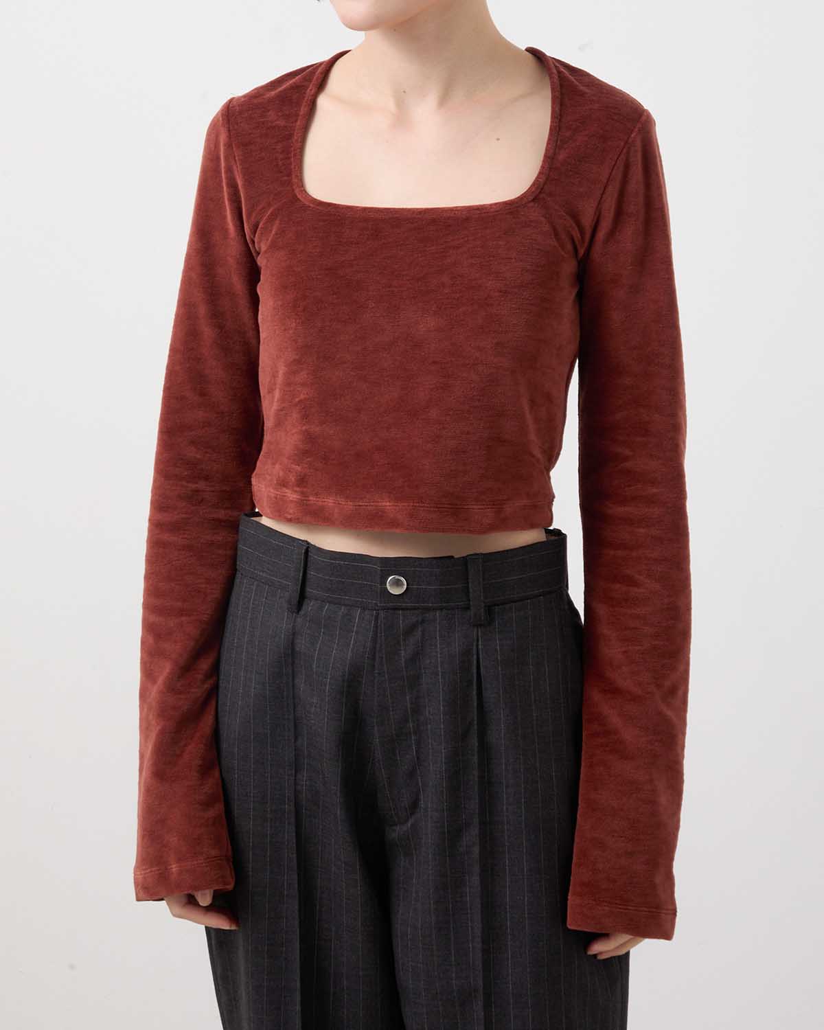 VELOR SQUARE NECK LONG SLEEVE