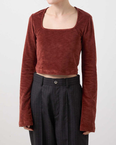 VELOR SQUARE NECK LONG SLEEVE