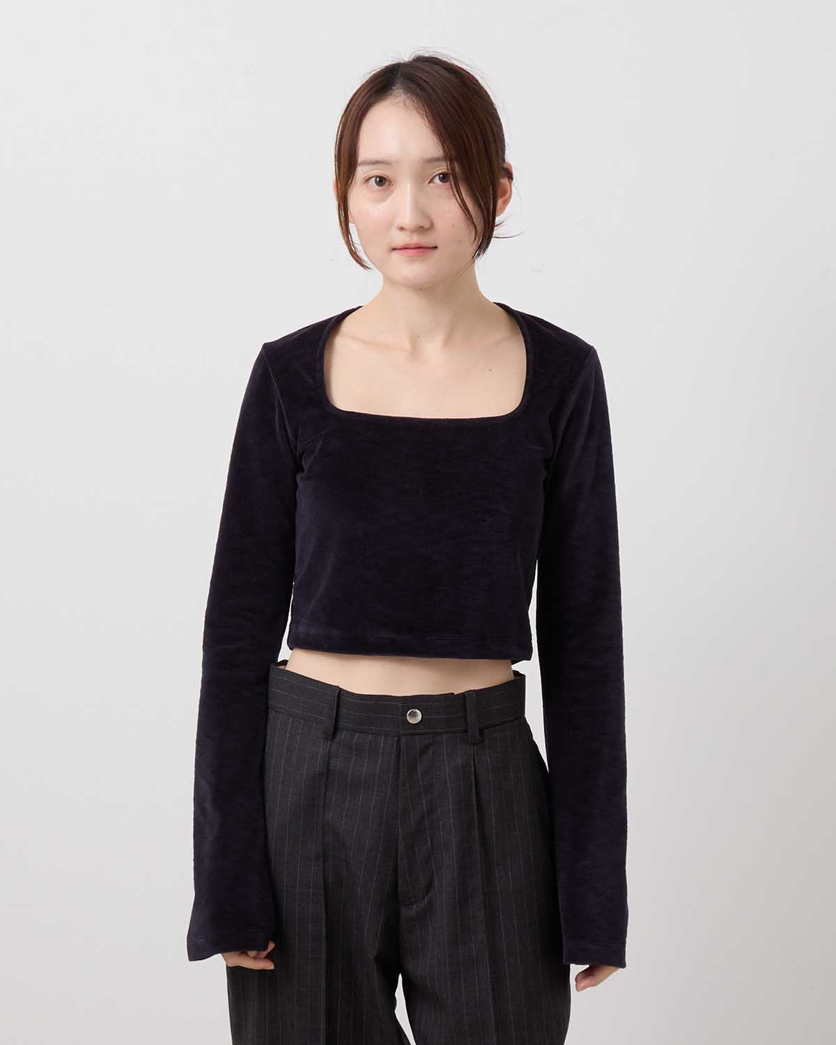 VELOR SQUARE NECK LONG SLEEVE