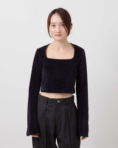 VELOR SQUARE NECK LONG SLEEVE