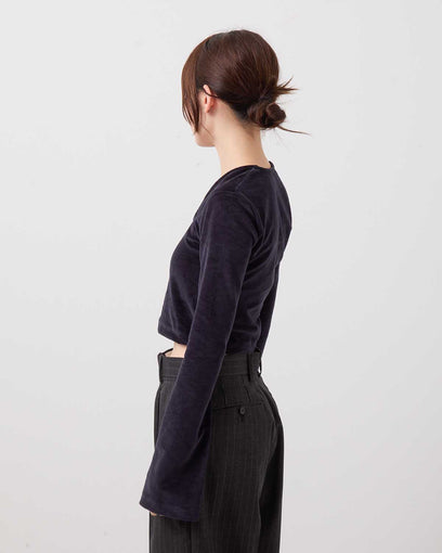 VELOR SQUARE NECK LONG SLEEVE