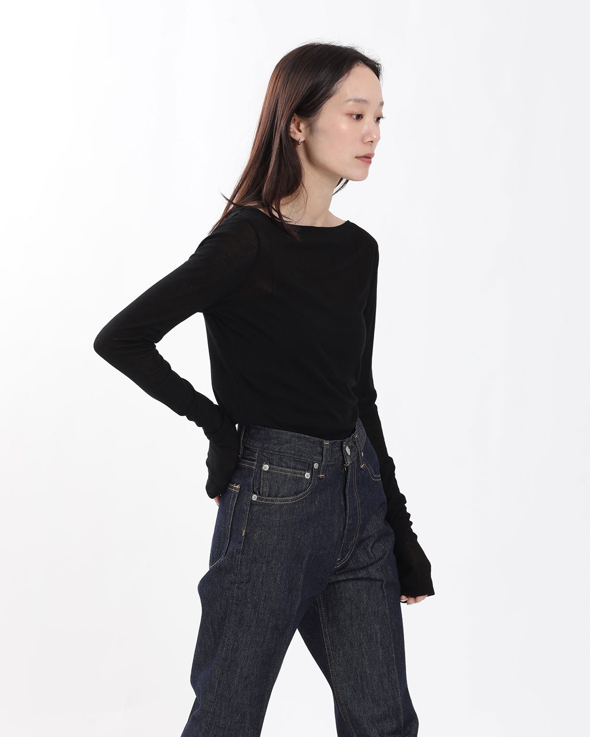 SHEER RIB BOAT NECK L/S T-SHIRT