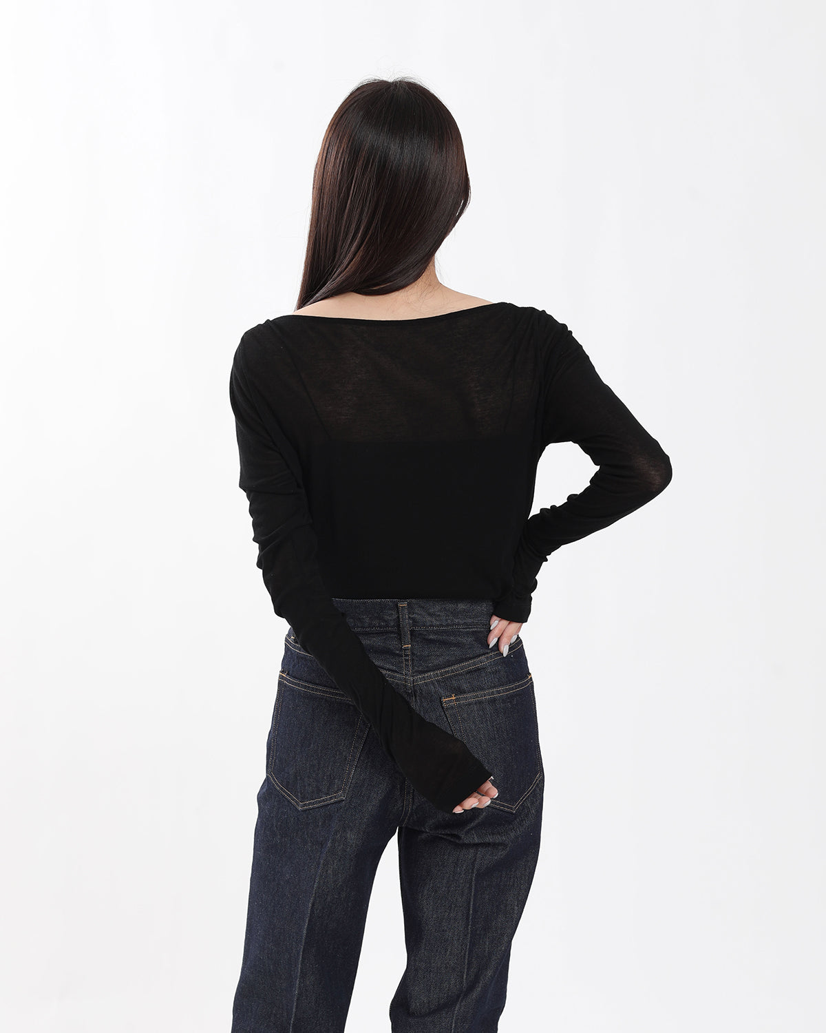 SHEER RIB BOAT NECK L/S T-SHIRT