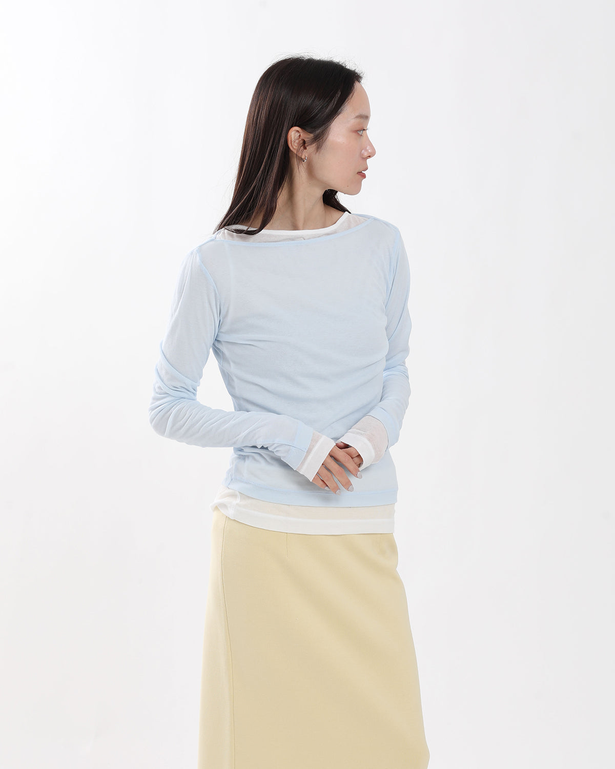 SHEER RIB BOAT NECK L/S T-SHIRT