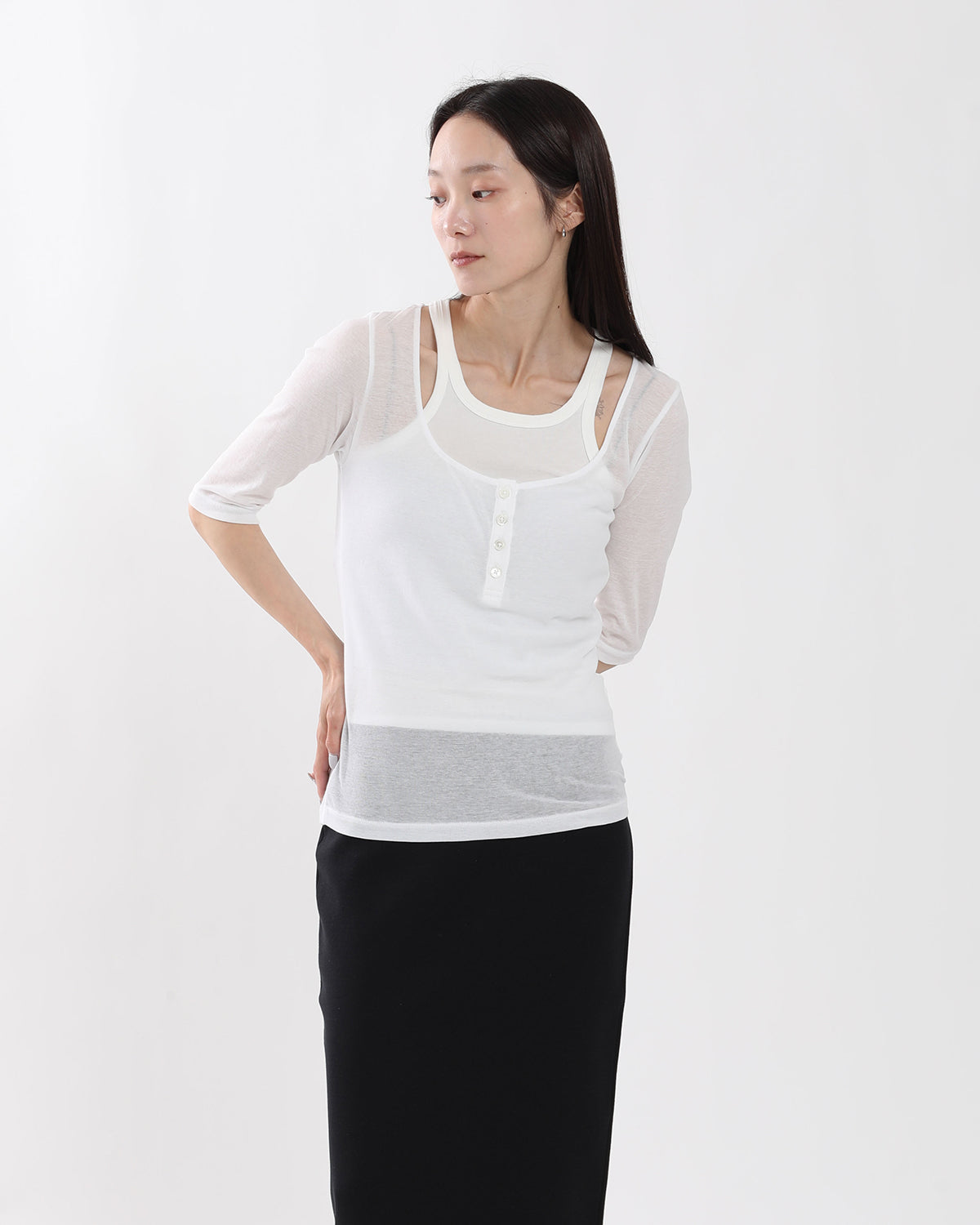 SHEER RIB HENRY T-SHIRT