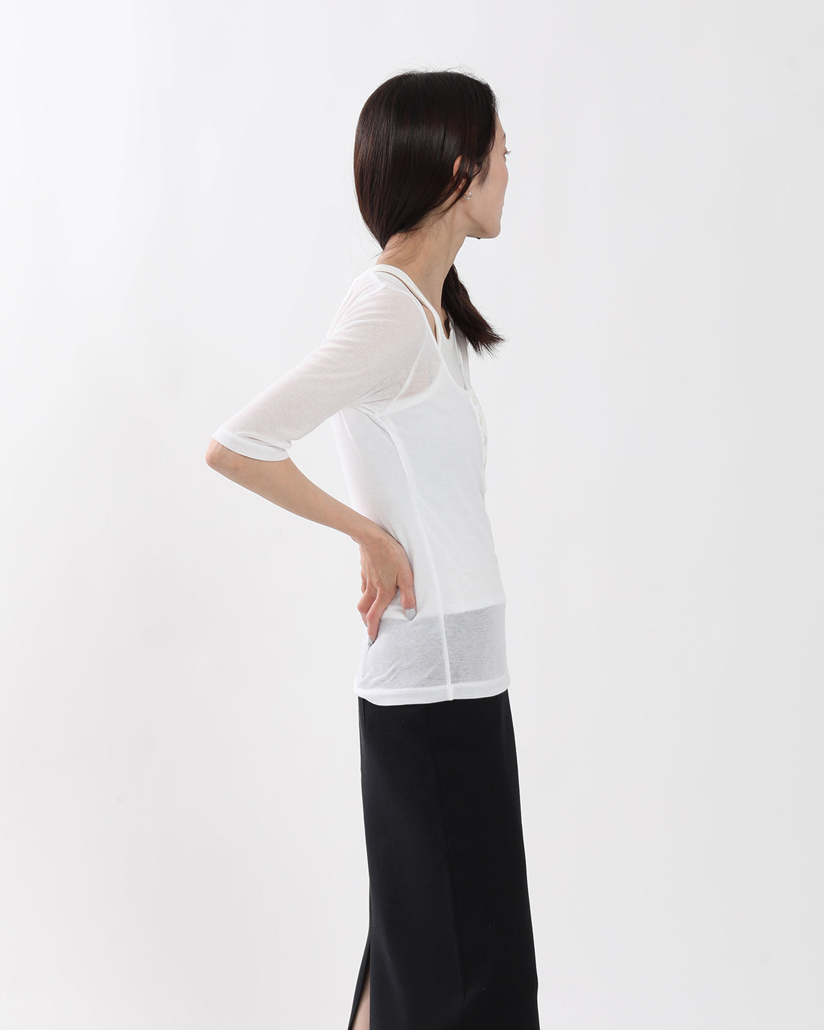 SHEER RIB HENRY T-SHIRT