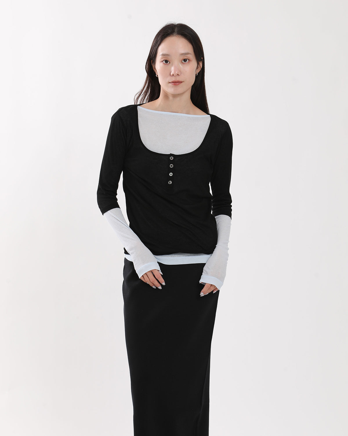 SHEER RIB HENRY T-SHIRT