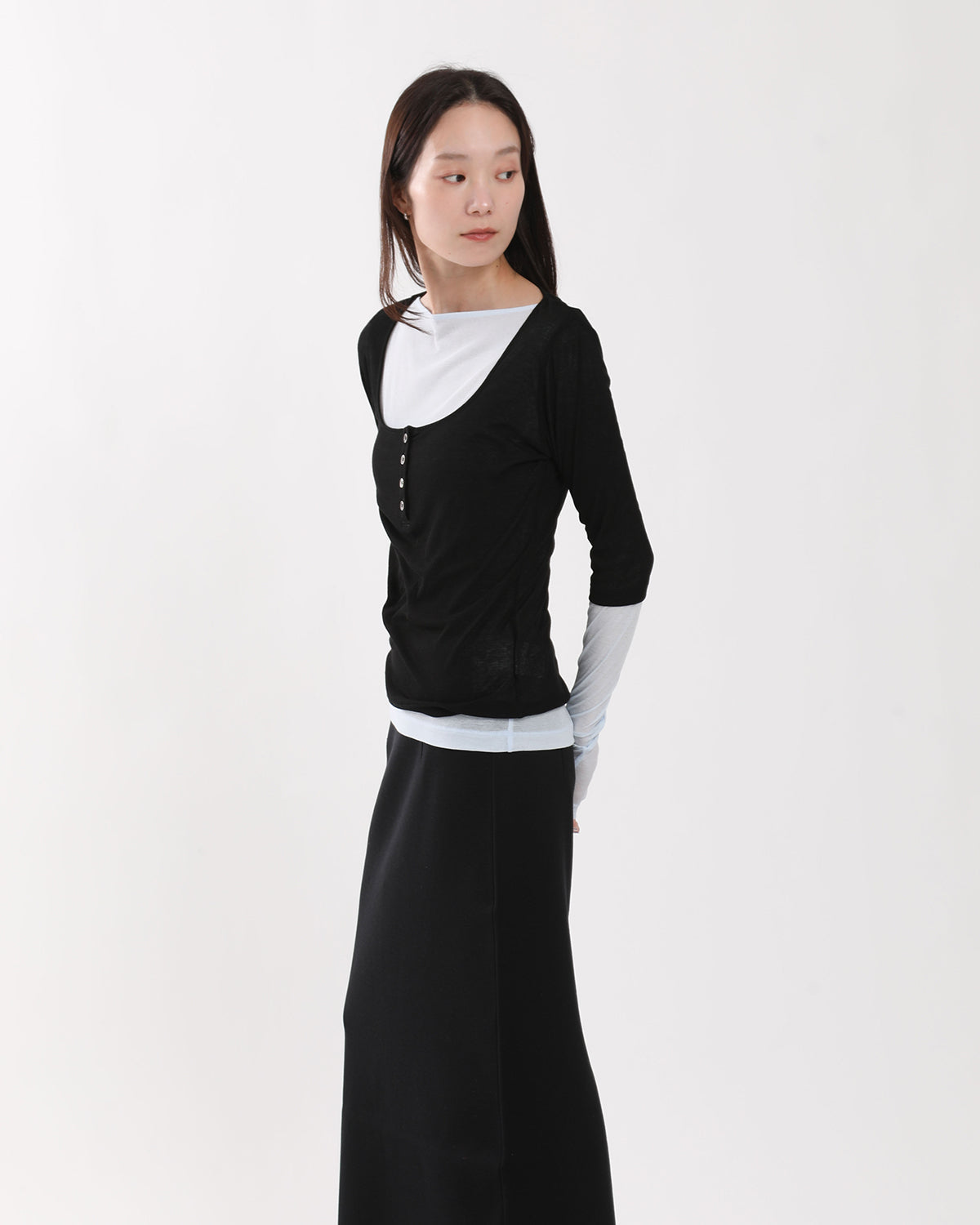 SHEER RIB HENRY T-SHIRT