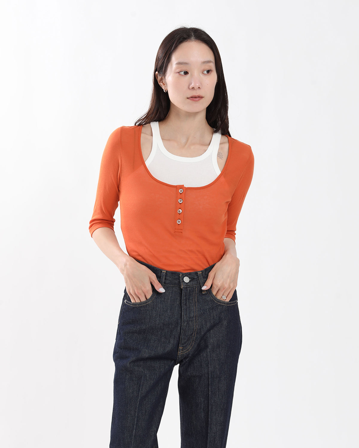 SHEER RIB HENRY T-SHIRT