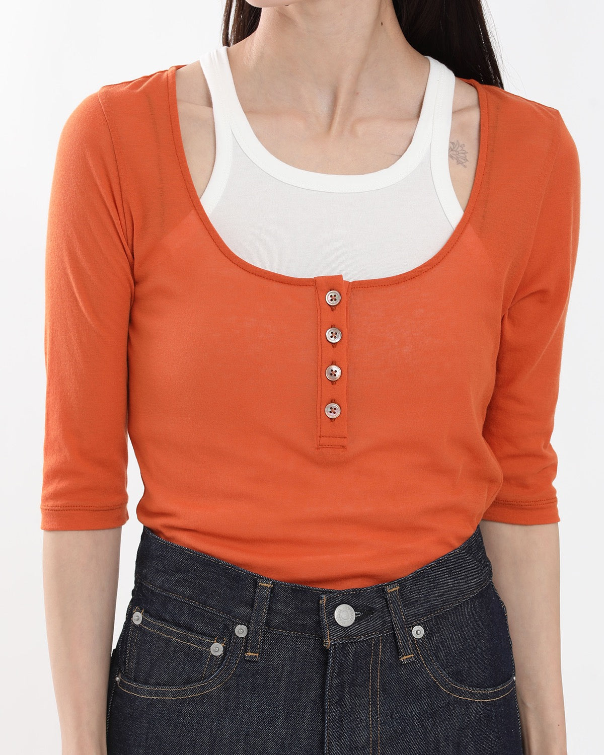 SHEER RIB HENRY T-SHIRT