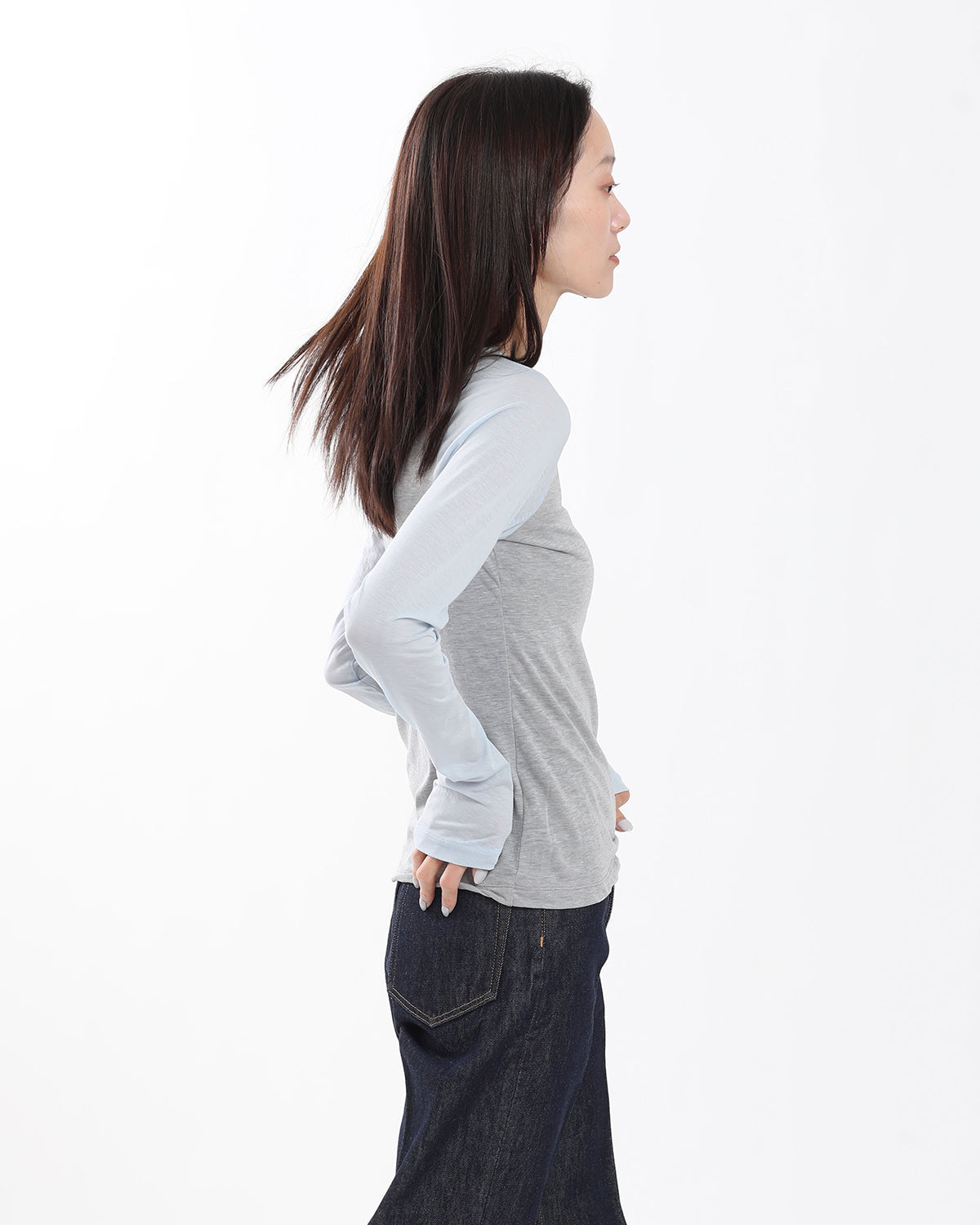 SWITCHING COLOR L/S T-SHIRT