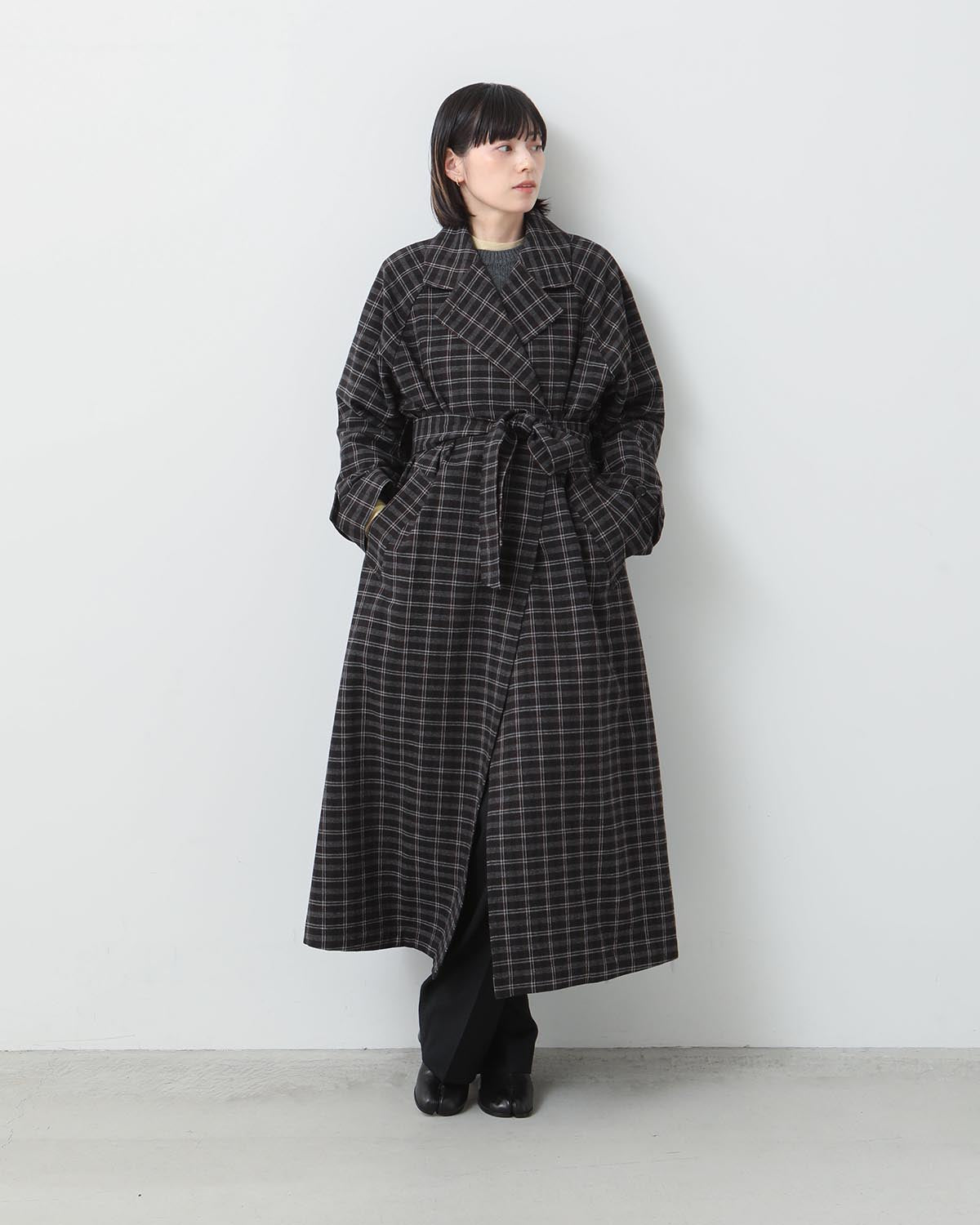 WASHABLE WOOL CHECK COAT