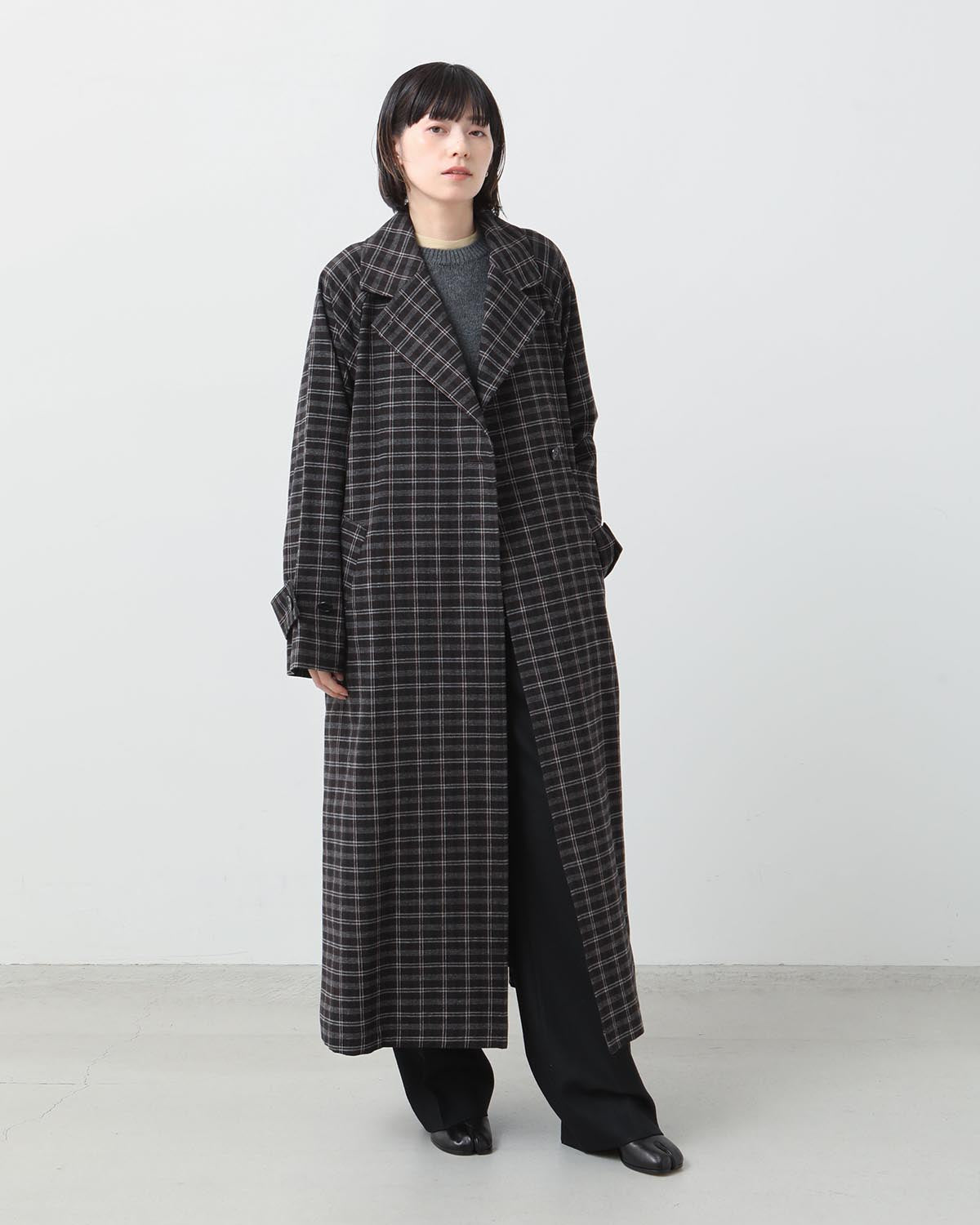 WASHABLE WOOL CHECK COAT