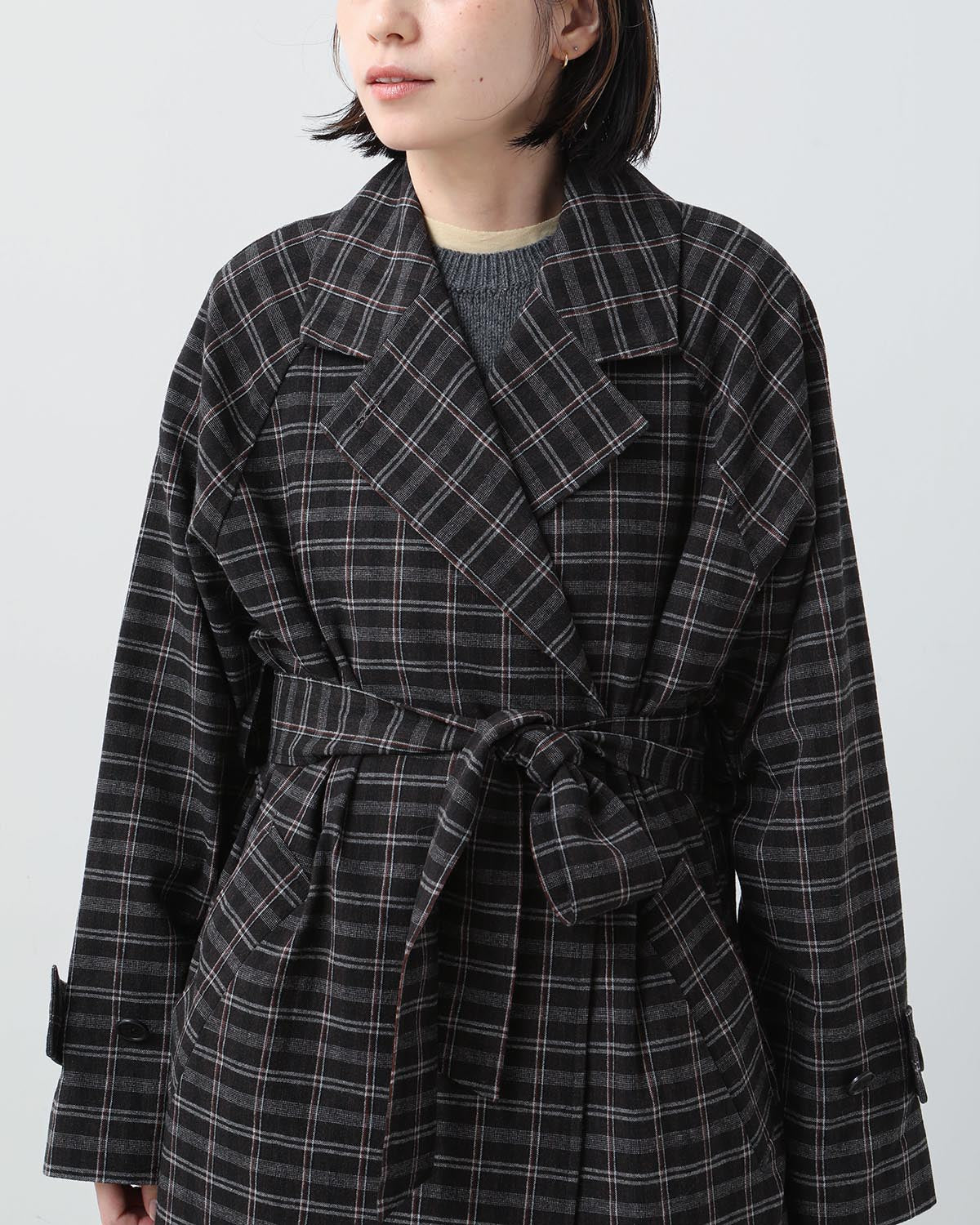 WASHABLE WOOL CHECK COAT