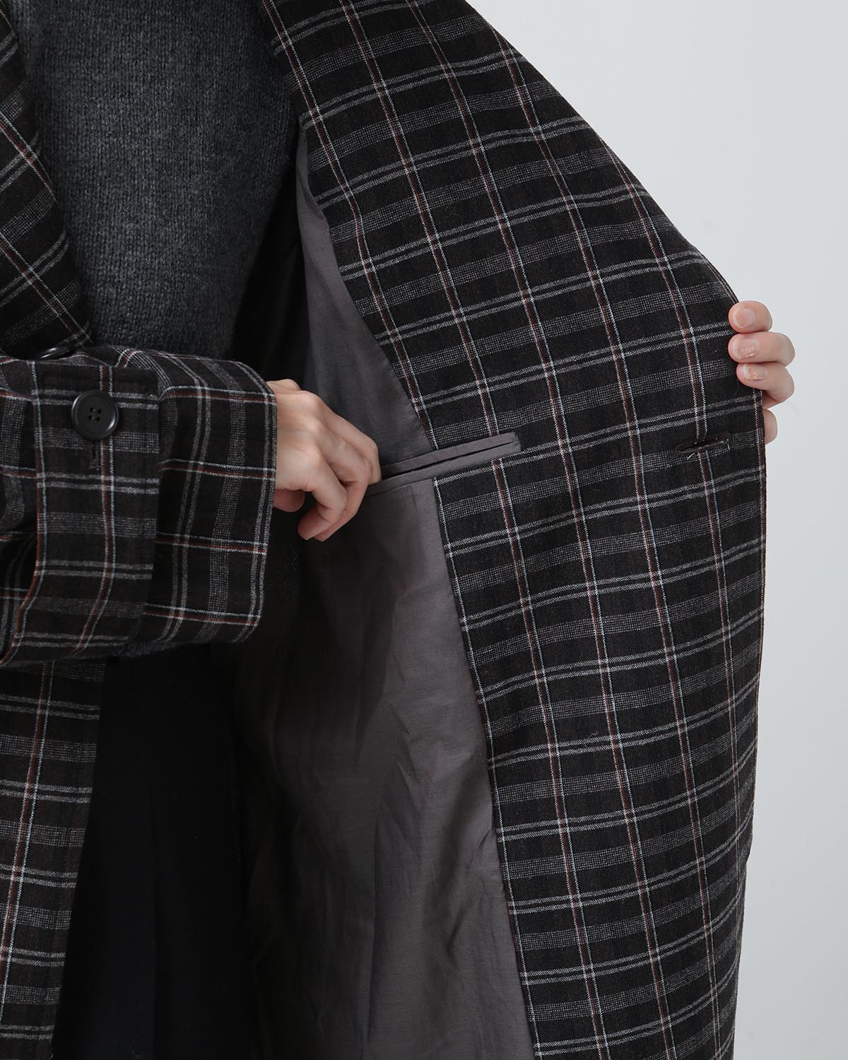 WASHABLE WOOL CHECK COAT