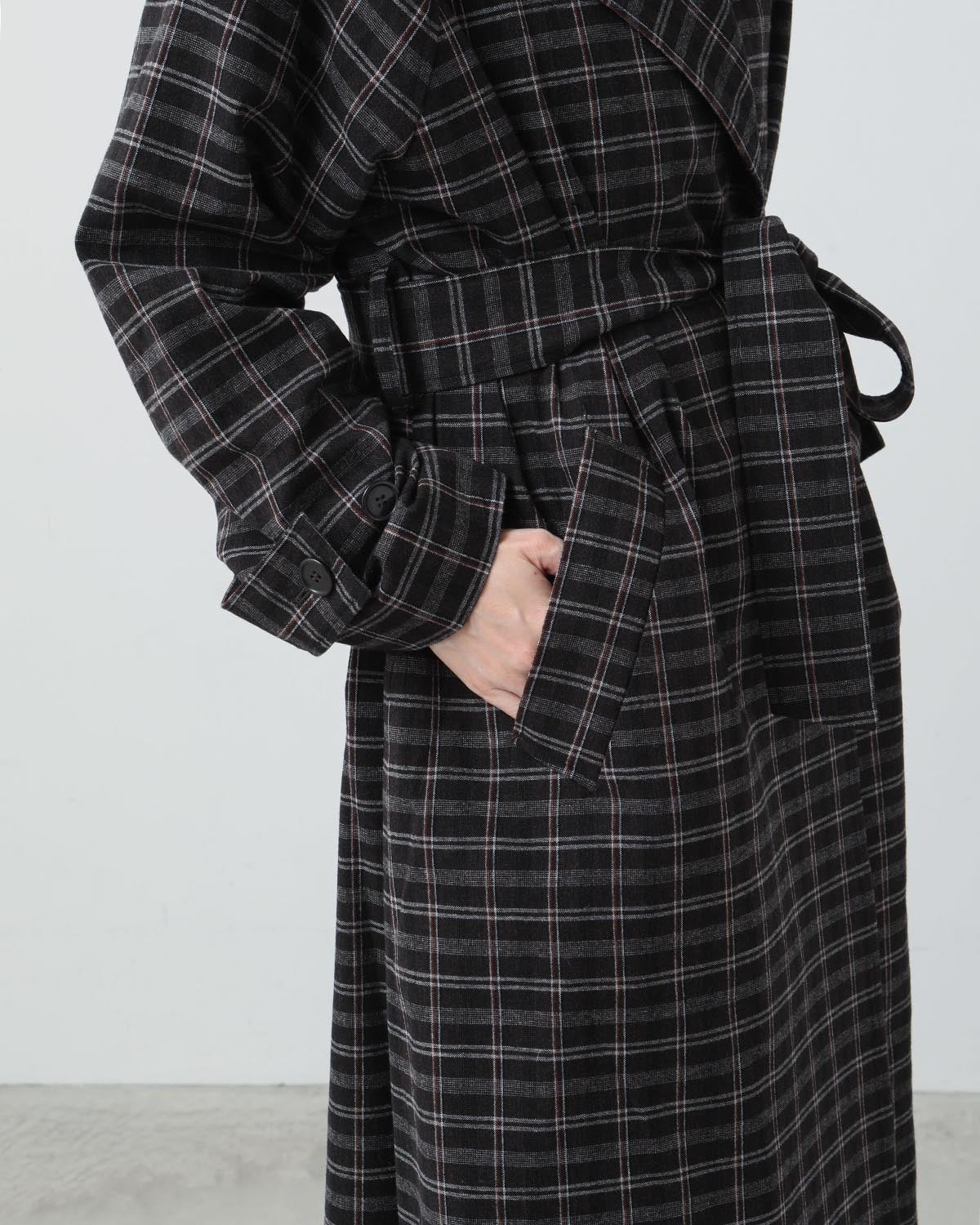 WASHABLE WOOL CHECK COAT