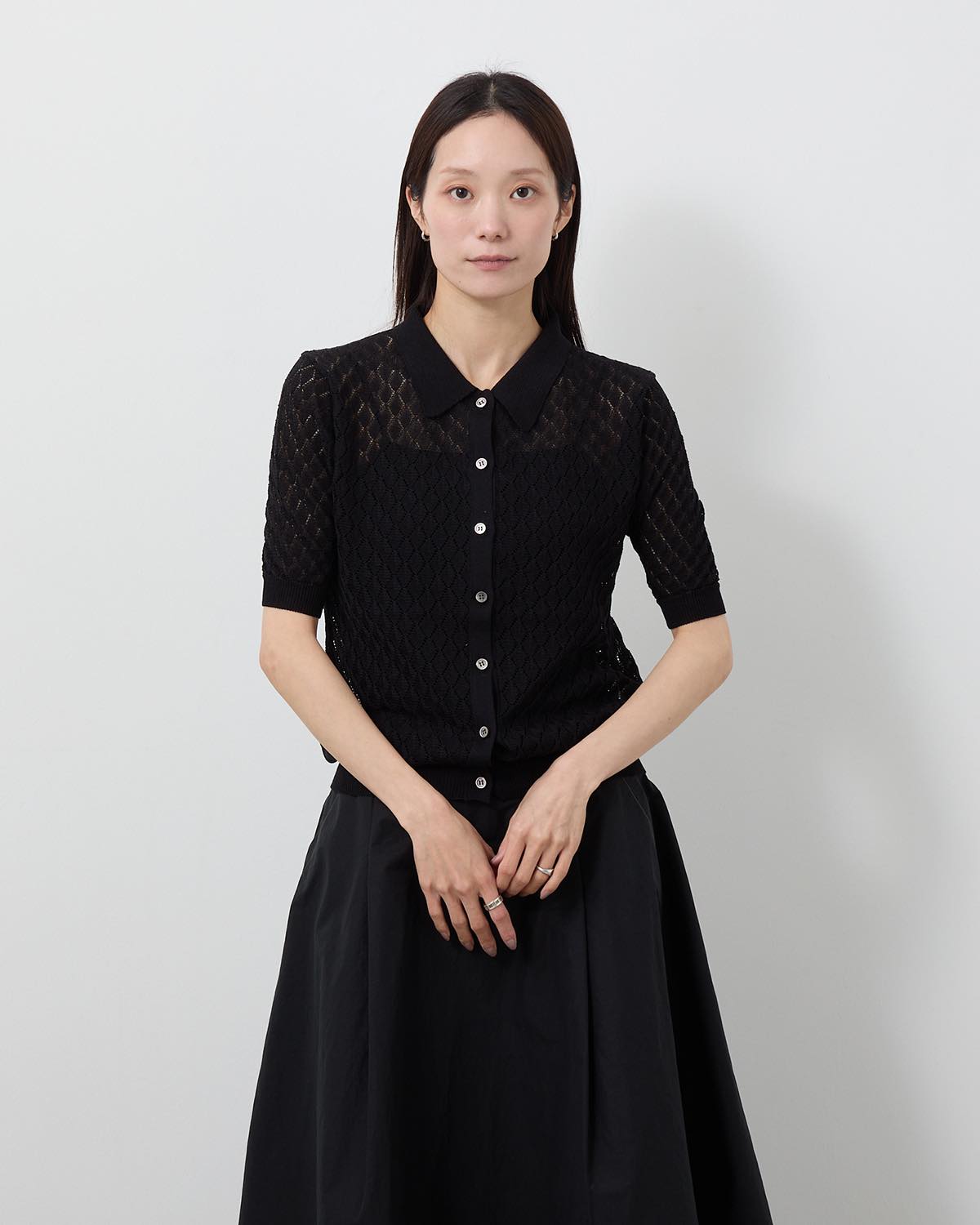 OPEN WORK S/S KNIT CARDIGAN