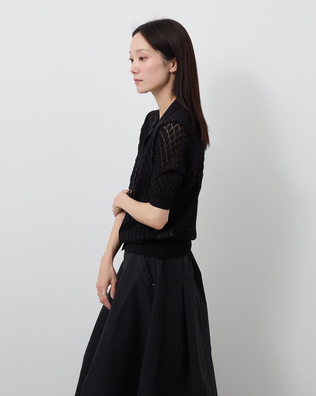 OPEN WORK S/S KNIT CARDIGAN