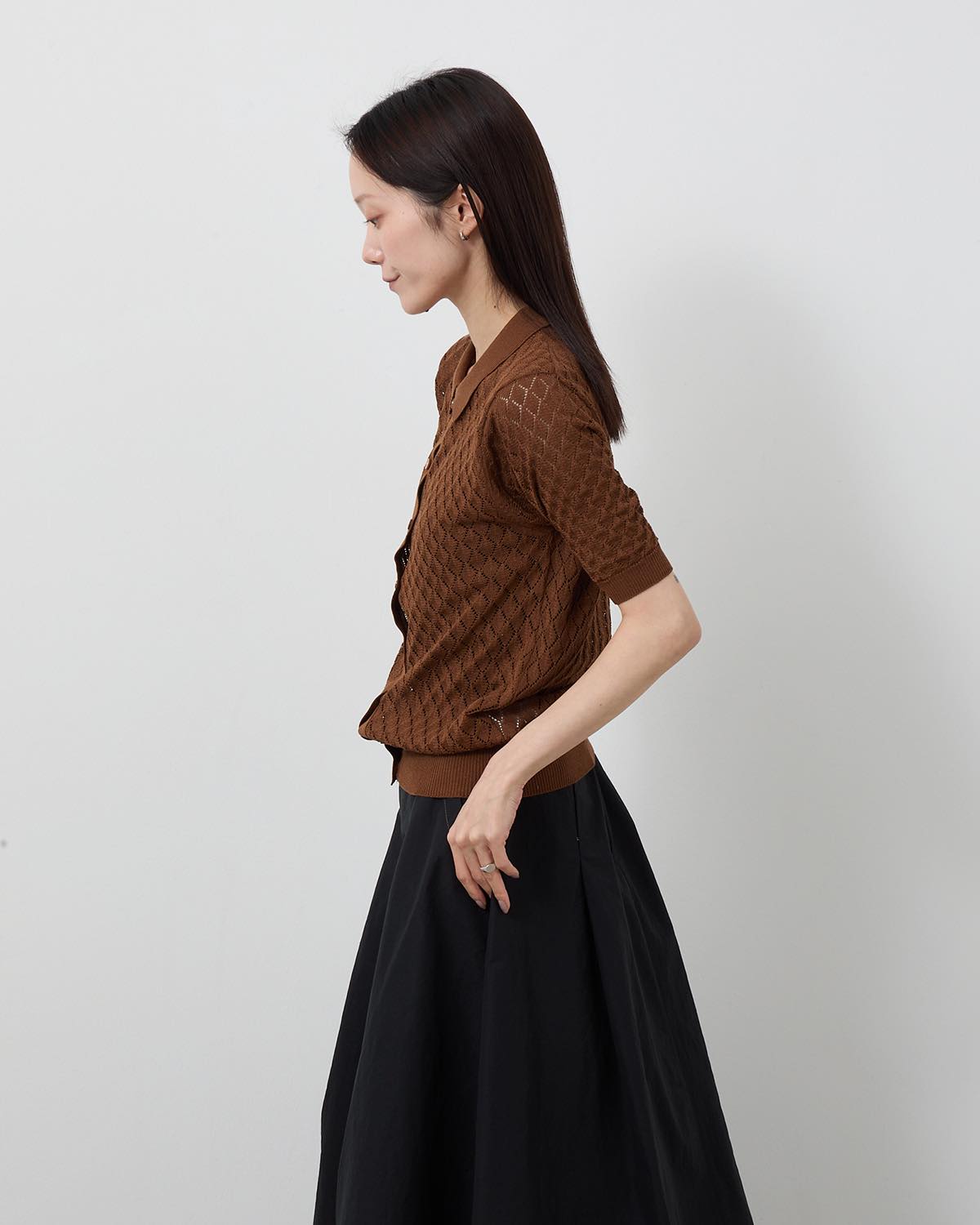 OPEN WORK S/S KNIT CARDIGAN