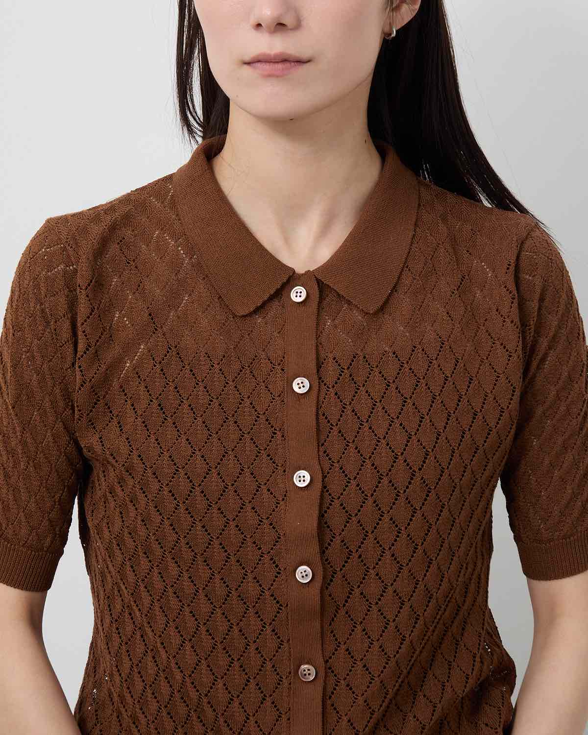 OPEN WORK S/S KNIT CARDIGAN