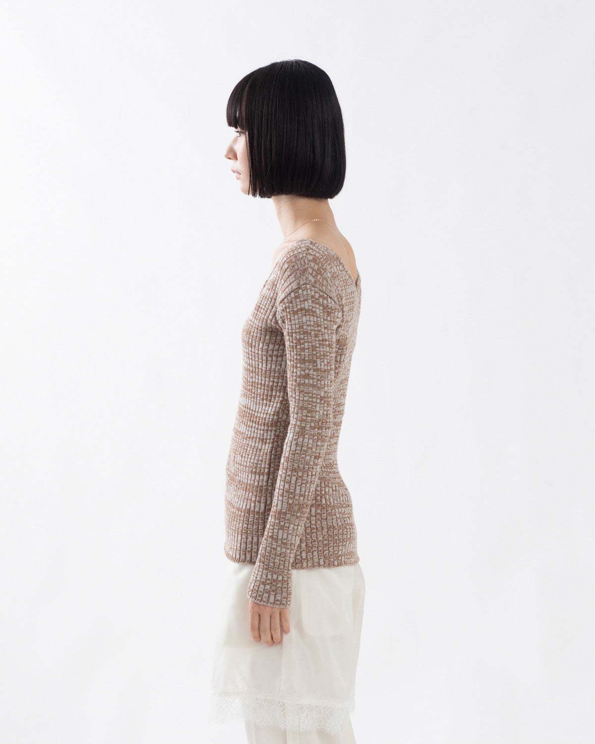 V-NECK MELANGE KNIT