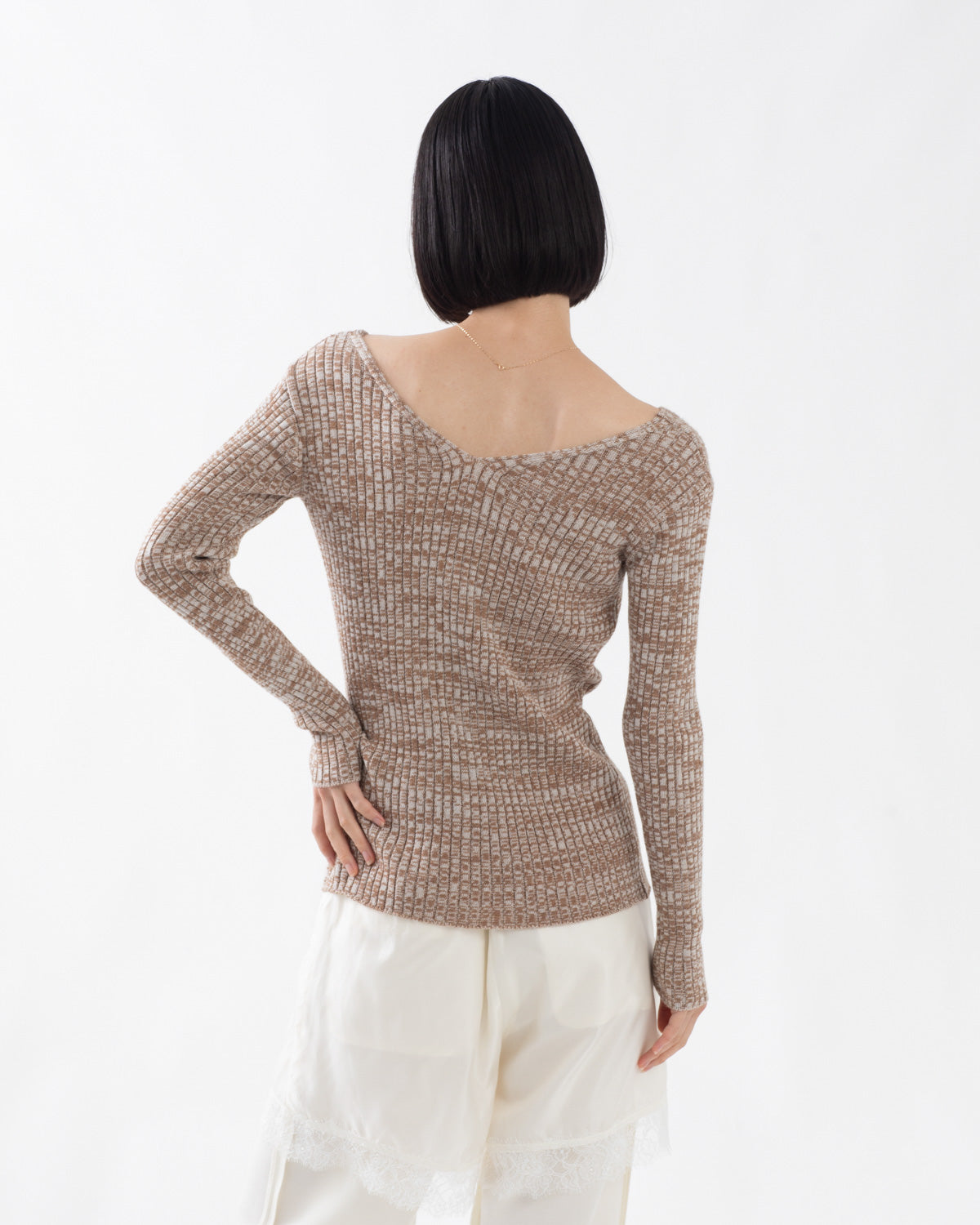 V-NECK MELANGE KNIT