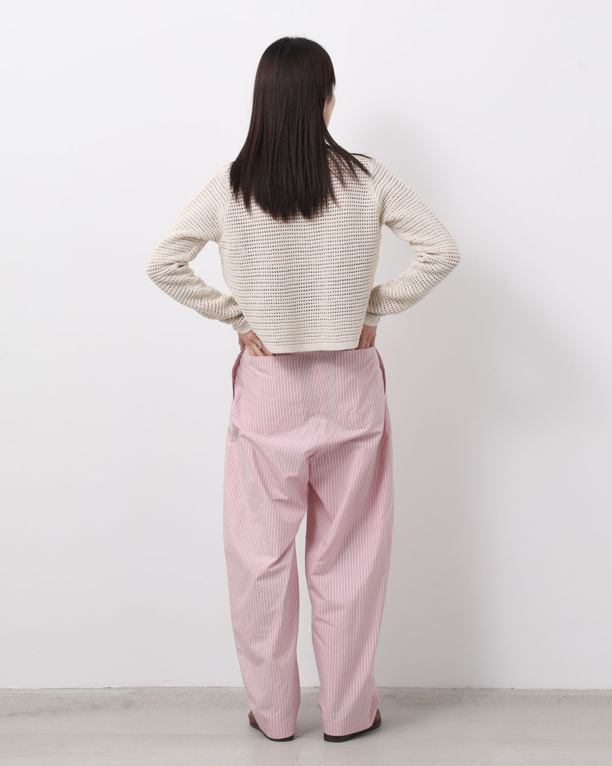 SILK COTTON STRIPE EASY CURVE PANTS (WOMEN'S)