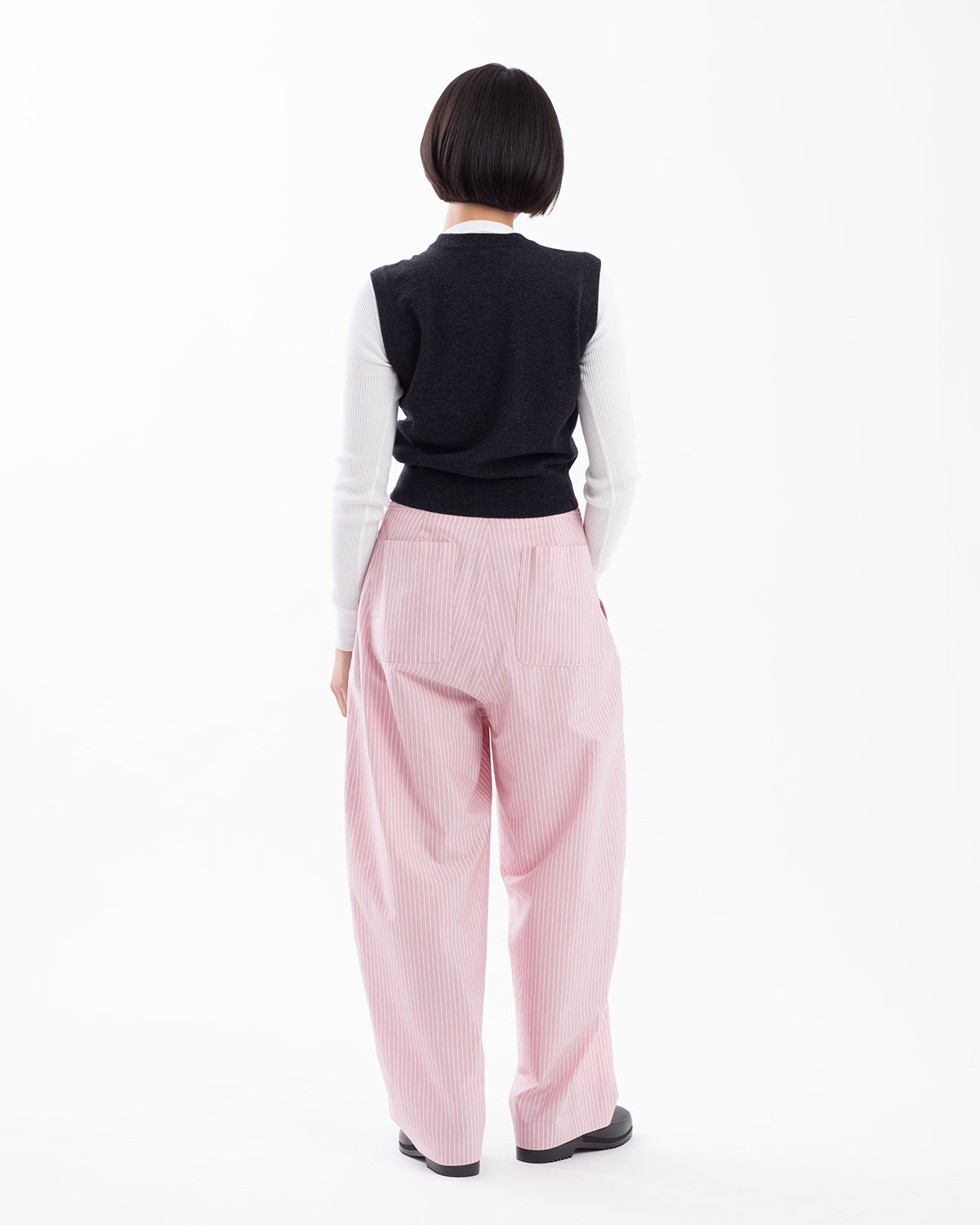 SILK COTTON STRIPE EASY CURVE PANTS (WOMEN'S)