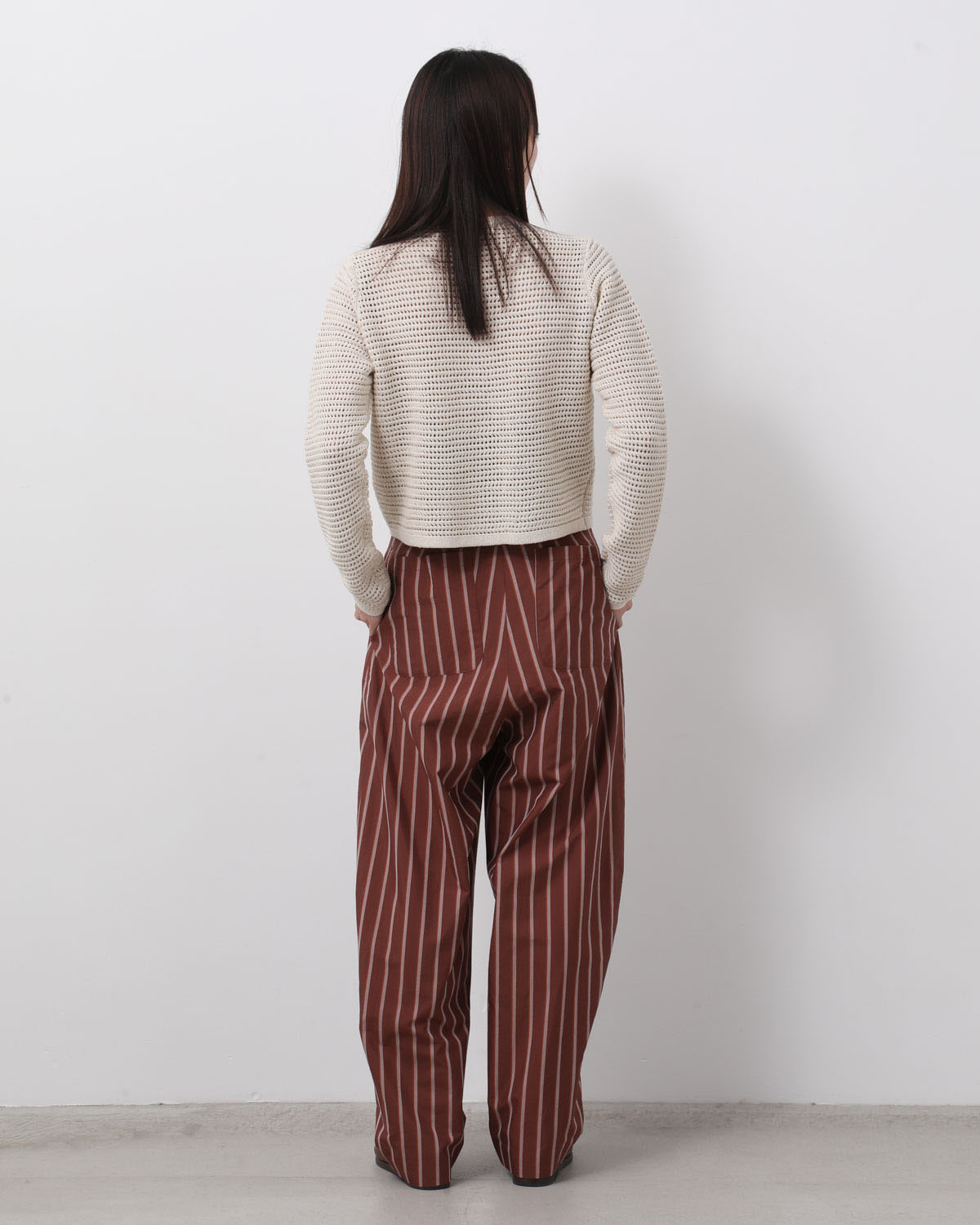 SILK COTTON STRIPE EASY CURVE PANTS (WOMEN'S)