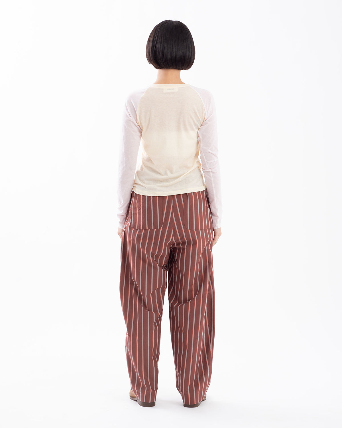 SILK COTTON STRIPE EASY CURVE PANTS (WOMEN'S)