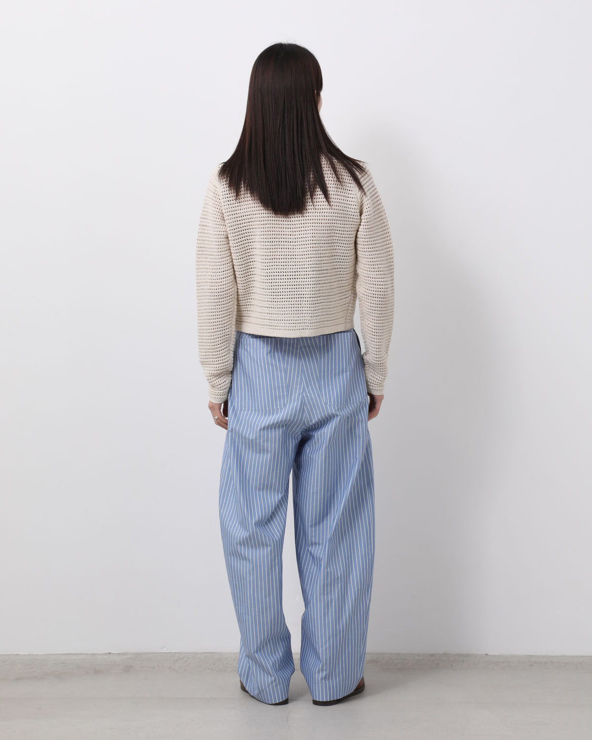 SILK COTTON STRIPE EASY CURVE PANTS (WOMEN'S)