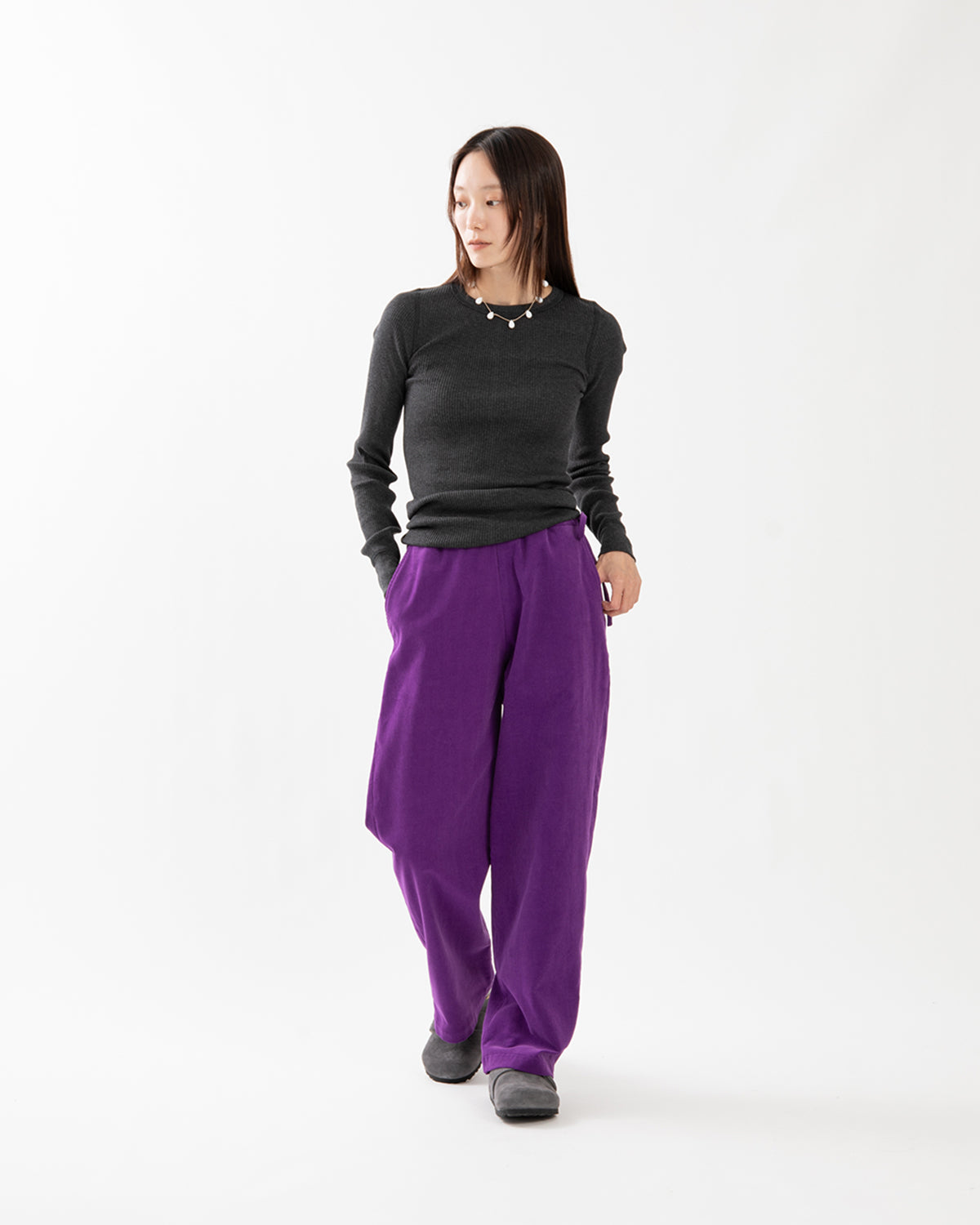 CORDUROY SIDE TIE EASY PANTS