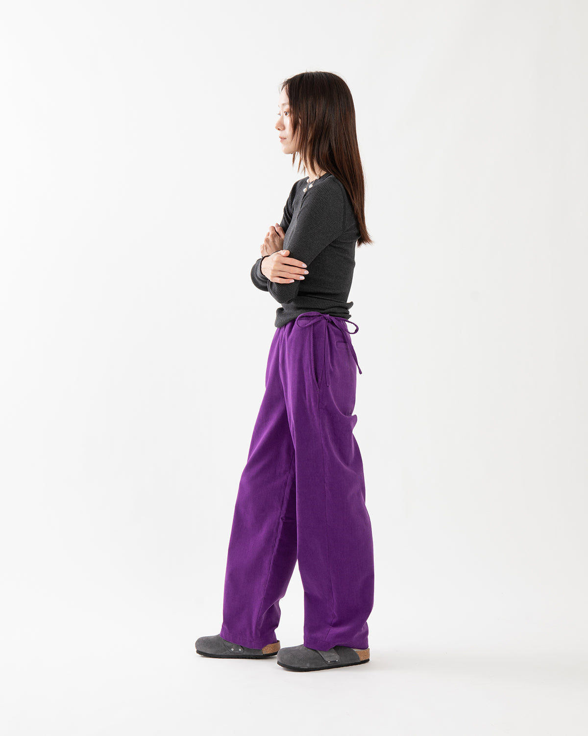 CORDUROY SIDE TIE EASY PANTS