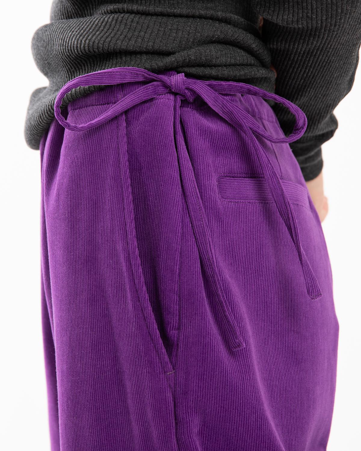 CORDUROY SIDE TIE EASY PANTS