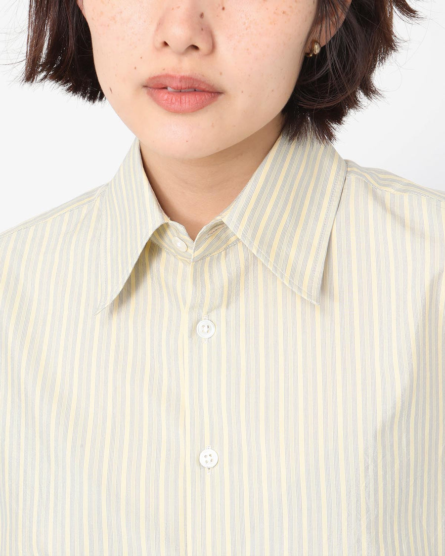 【ERNIE PALO】 Silk Cotton Stripe ShirtSax