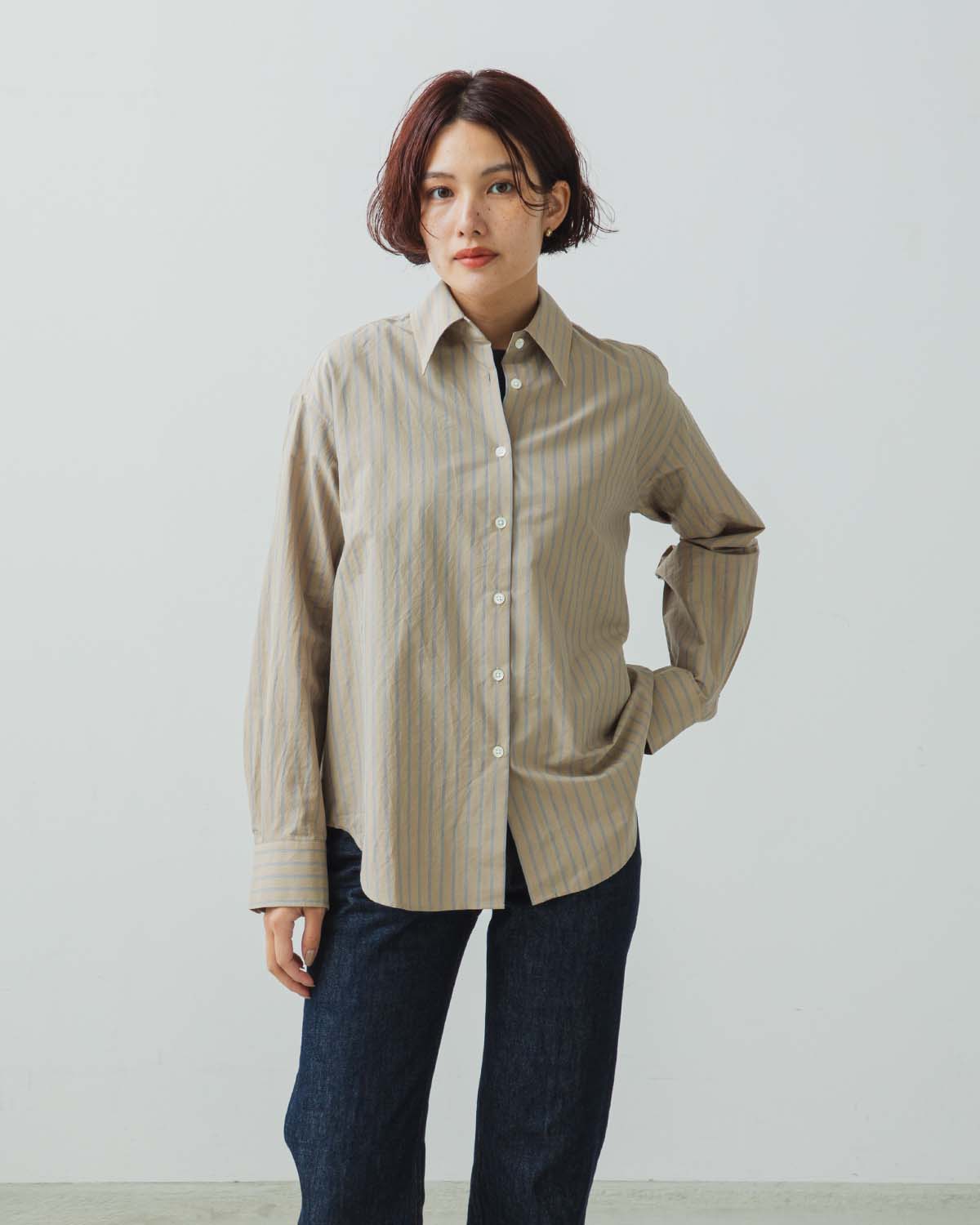 SILK COTTON STRIPE SHIRT